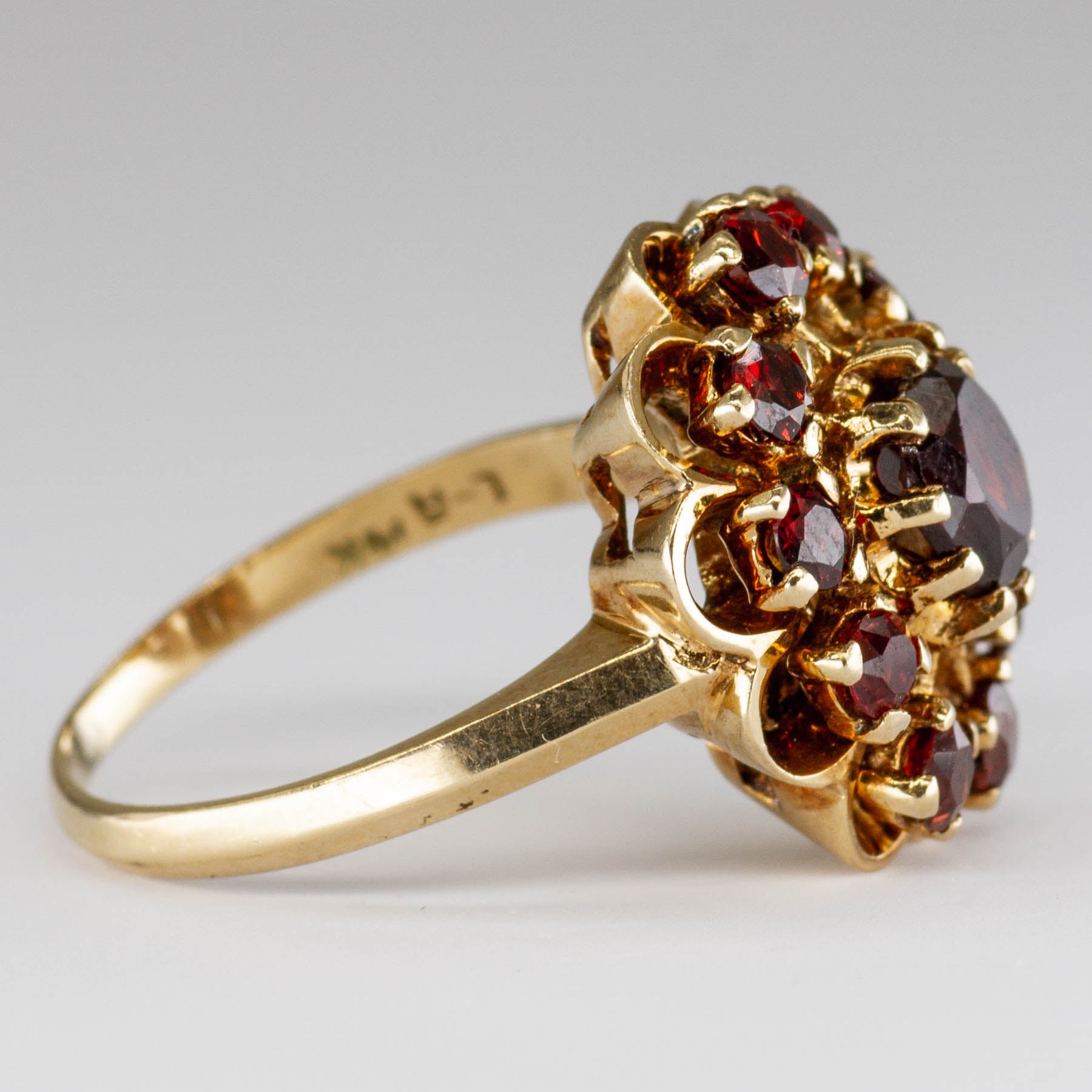 Garnet 14k Cluster Ring | 1.76 ctw | SZ 6.5 |