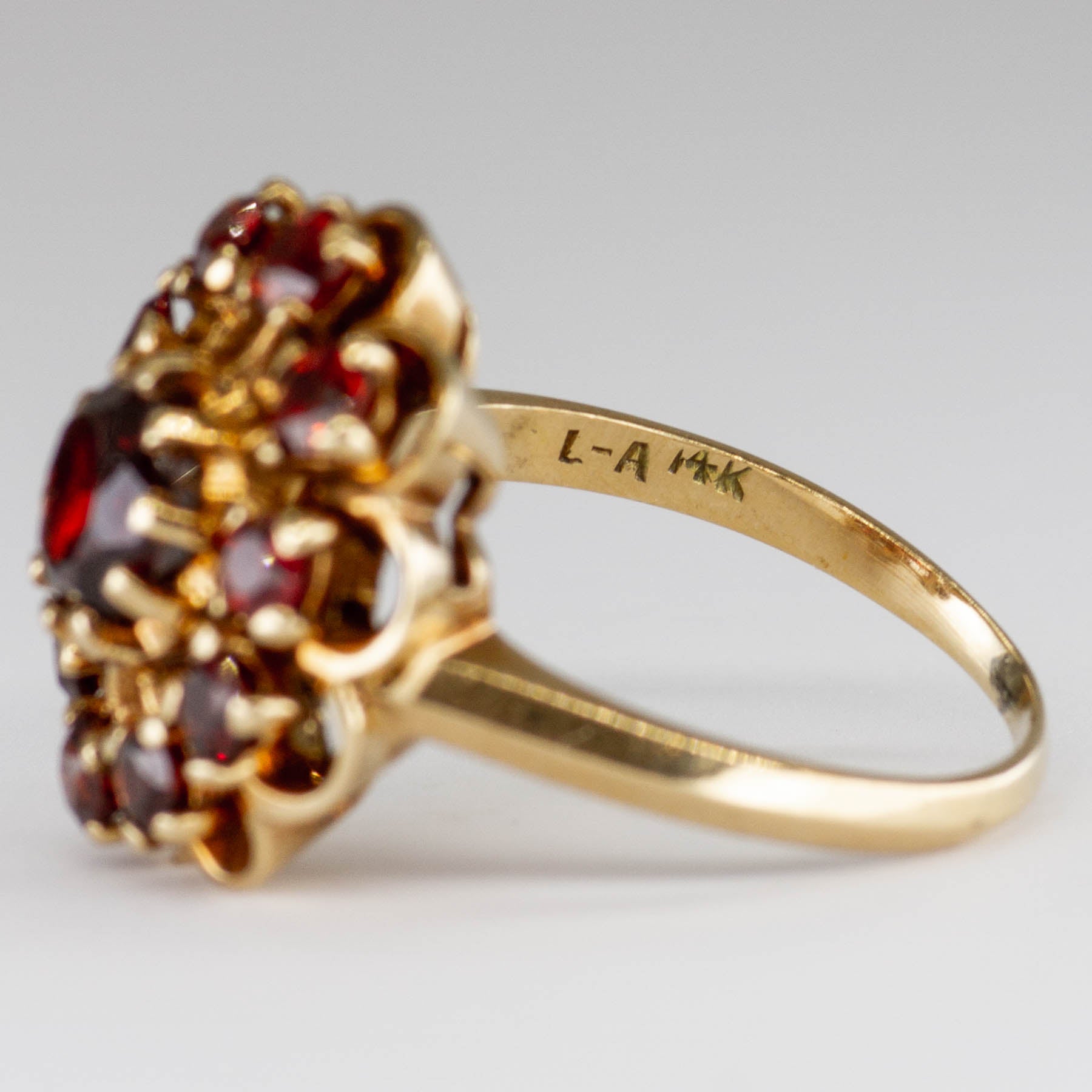 Garnet 14k Cluster Ring | 1.76 ctw | SZ 6.5 |