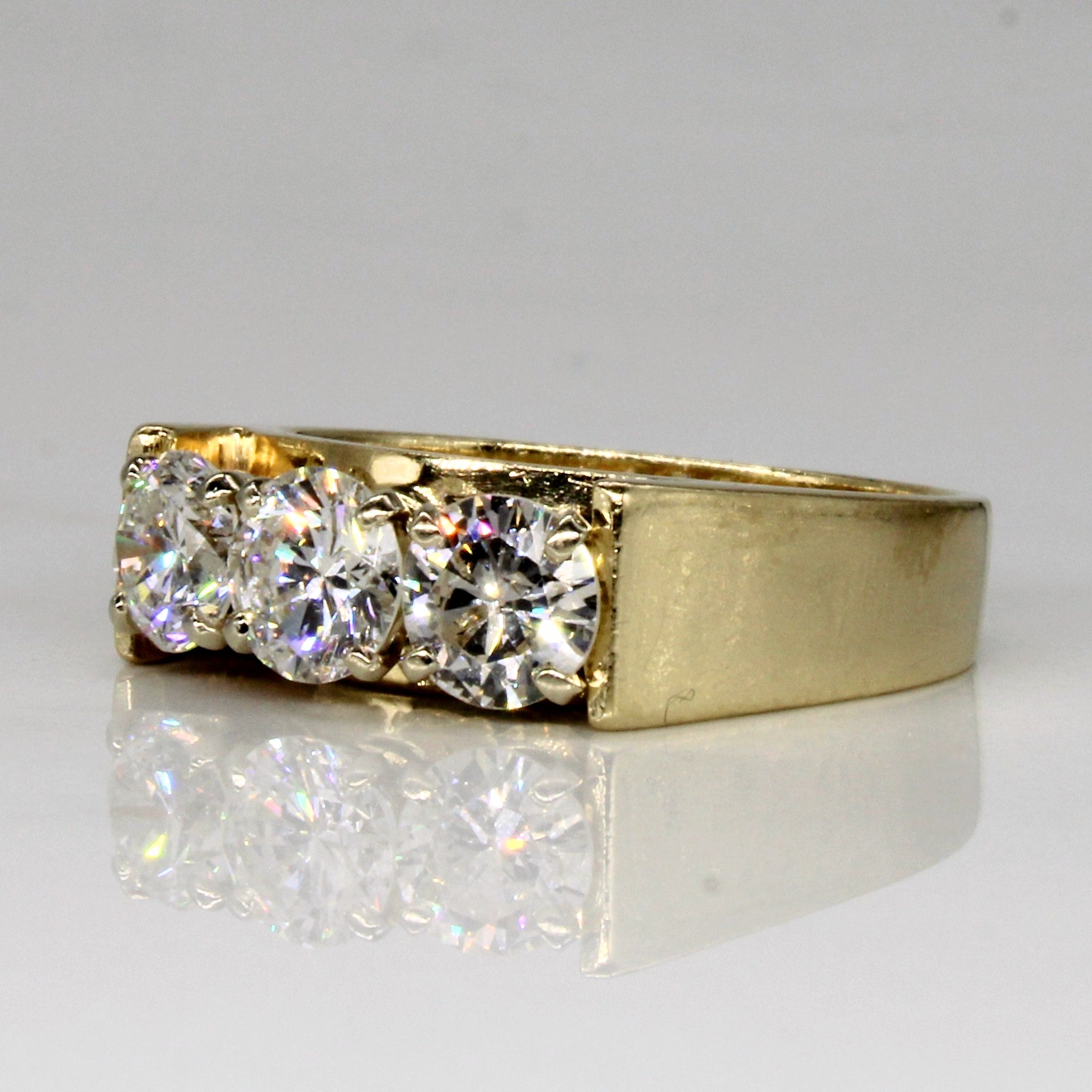 Bague trois diamants | 1,86 ct au total | Taille 8,5 |