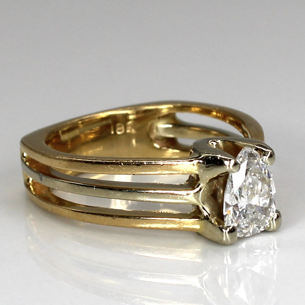 Bague de fiançailles solitaire en diamant poire | 0,73 ct SI2 E | Taille 5 |