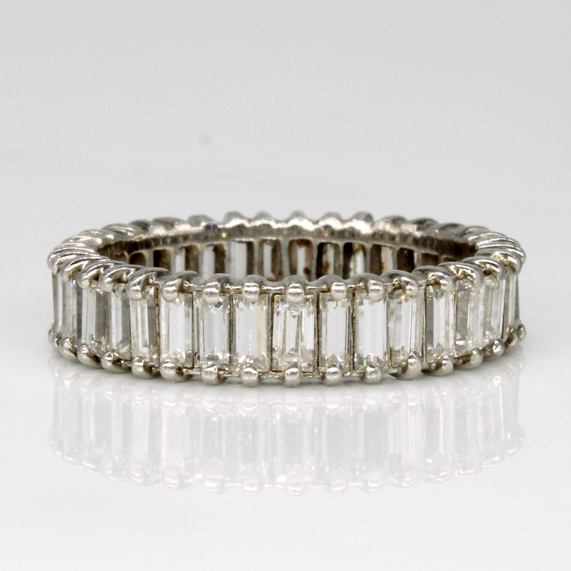 Vintage Platinum Baguette Cut Diamond Eternity Ring | 2.00ctw VS1/VS2 I/J| SZ 6.5 |