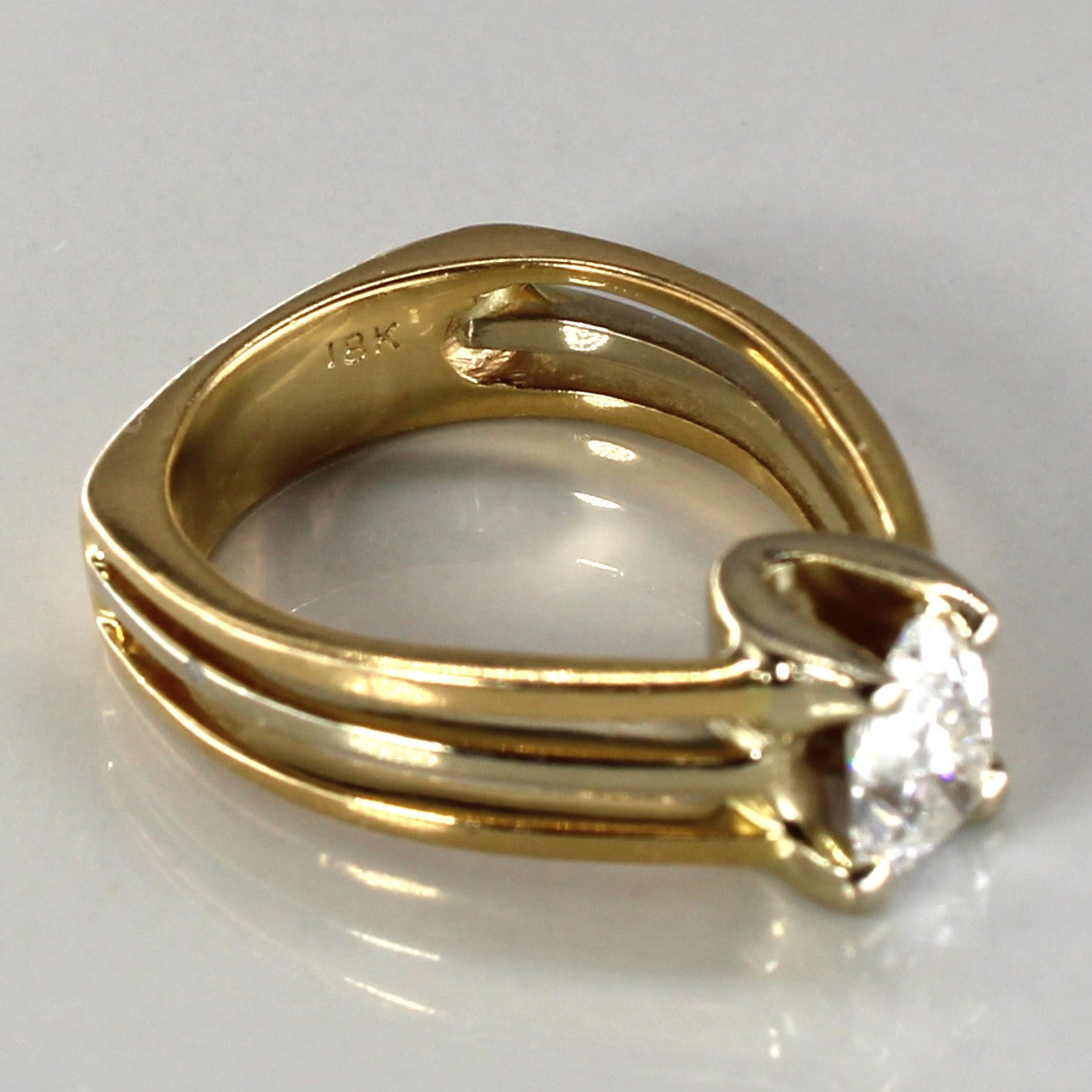 Bague de fiançailles solitaire en diamant poire | 0,73 ct SI2 E | Taille 5 |