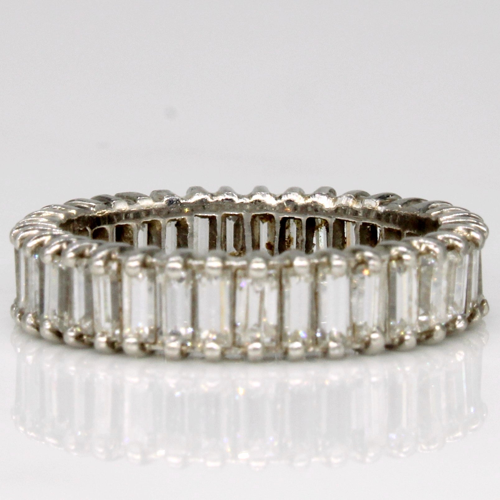 Vintage Platinum Baguette Cut Diamond Eternity Ring | 2.00ctw VS1/VS2 I/J| SZ 6.5 |