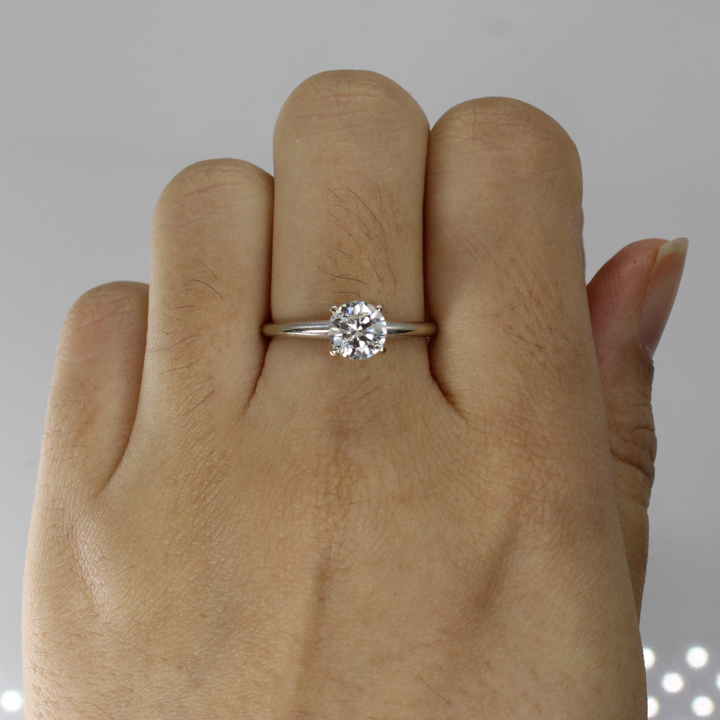 Four Prong Solitaire Canadian Diamond Engagement Ring with Small Chip | 1.03ct I2 I | SZ 8 |