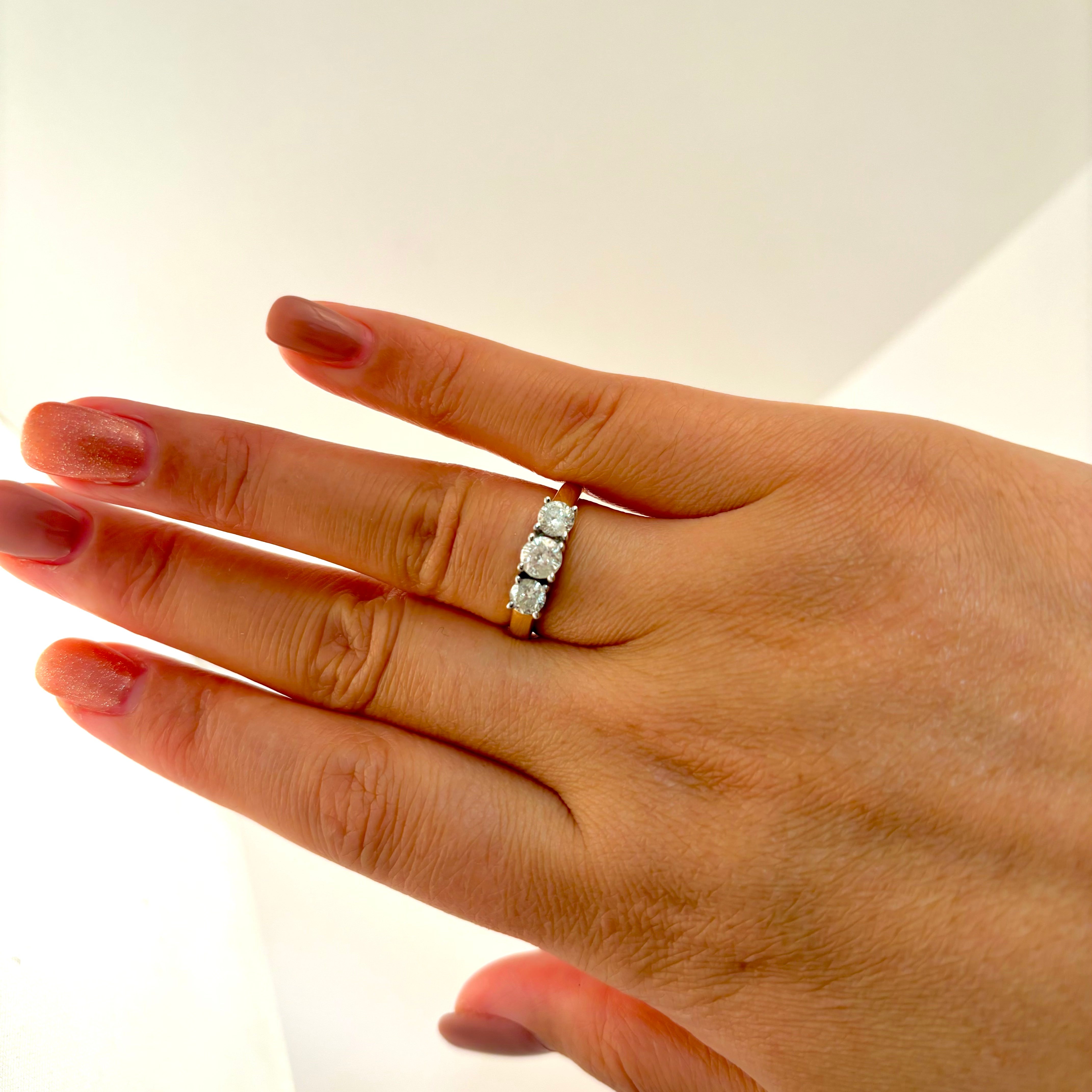 14k Three Stone Diamond Ring | 1.00ctw | Size 7
