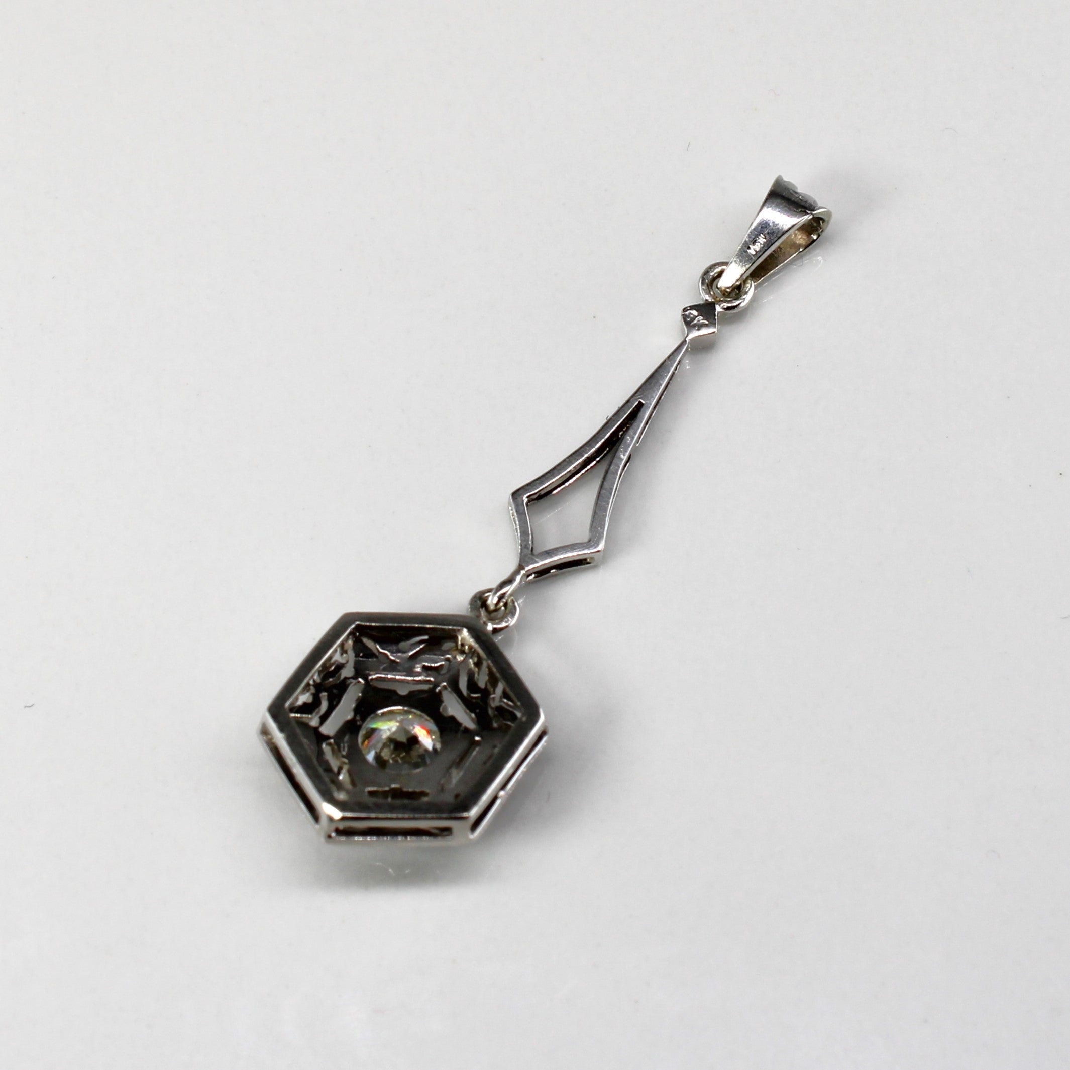 Solitaire Diamond Filigree Gold Hanging Pendant | 0.89ct SI1/SI2 I/J |