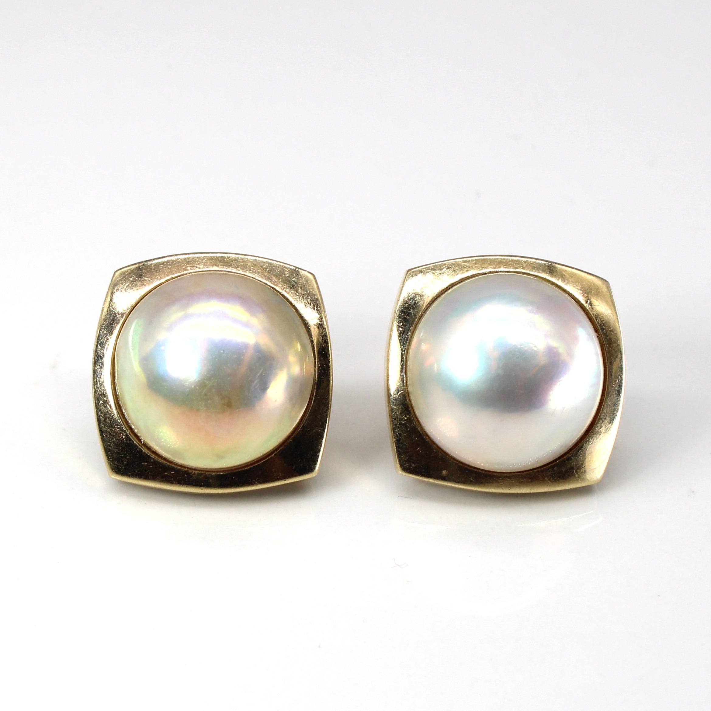 Bezel Set Pearl Earrings