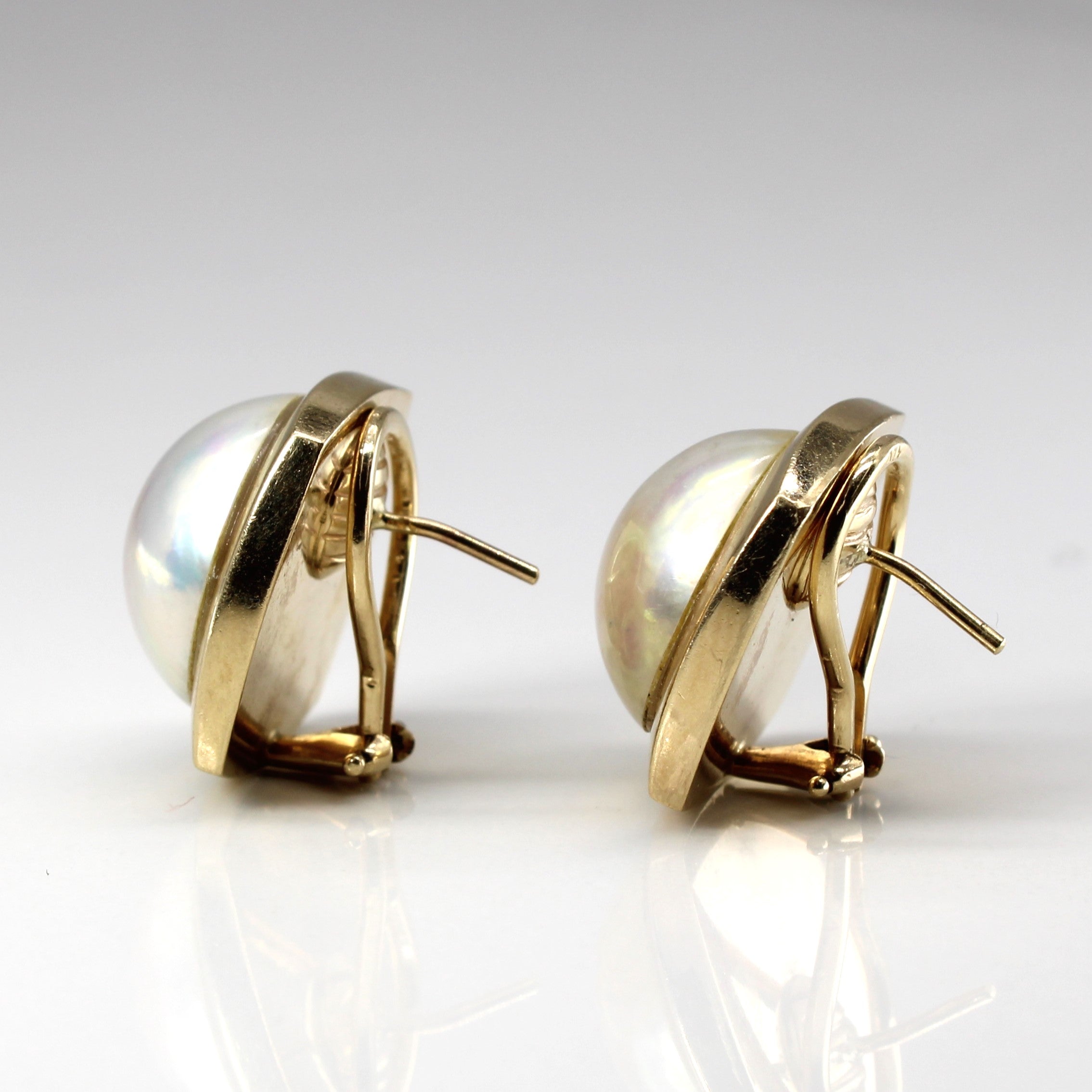 Bezel Set Pearl Earrings