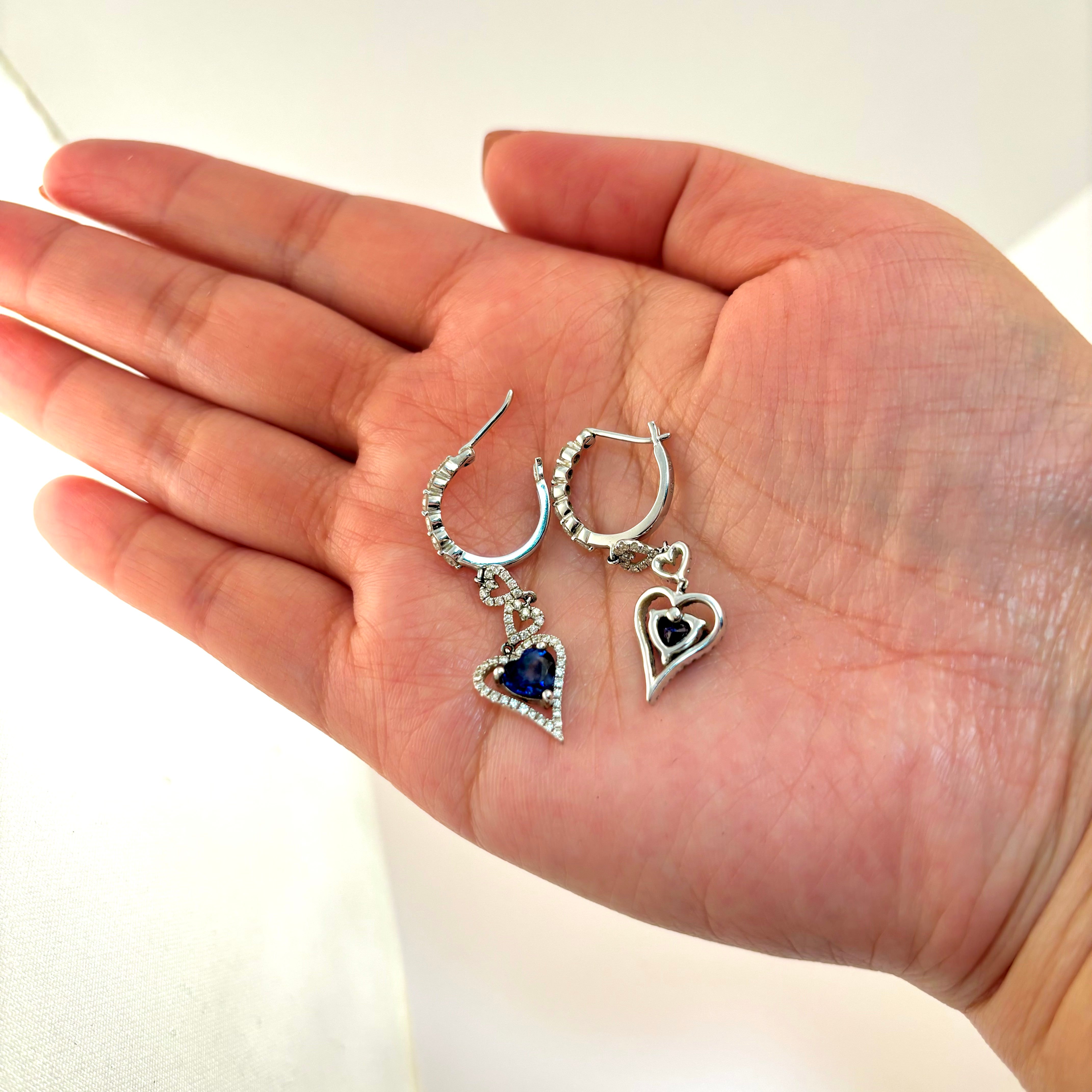 18k White Gold Sapphire and Diamond Earring | 2.22ctw, 1.02ctw |