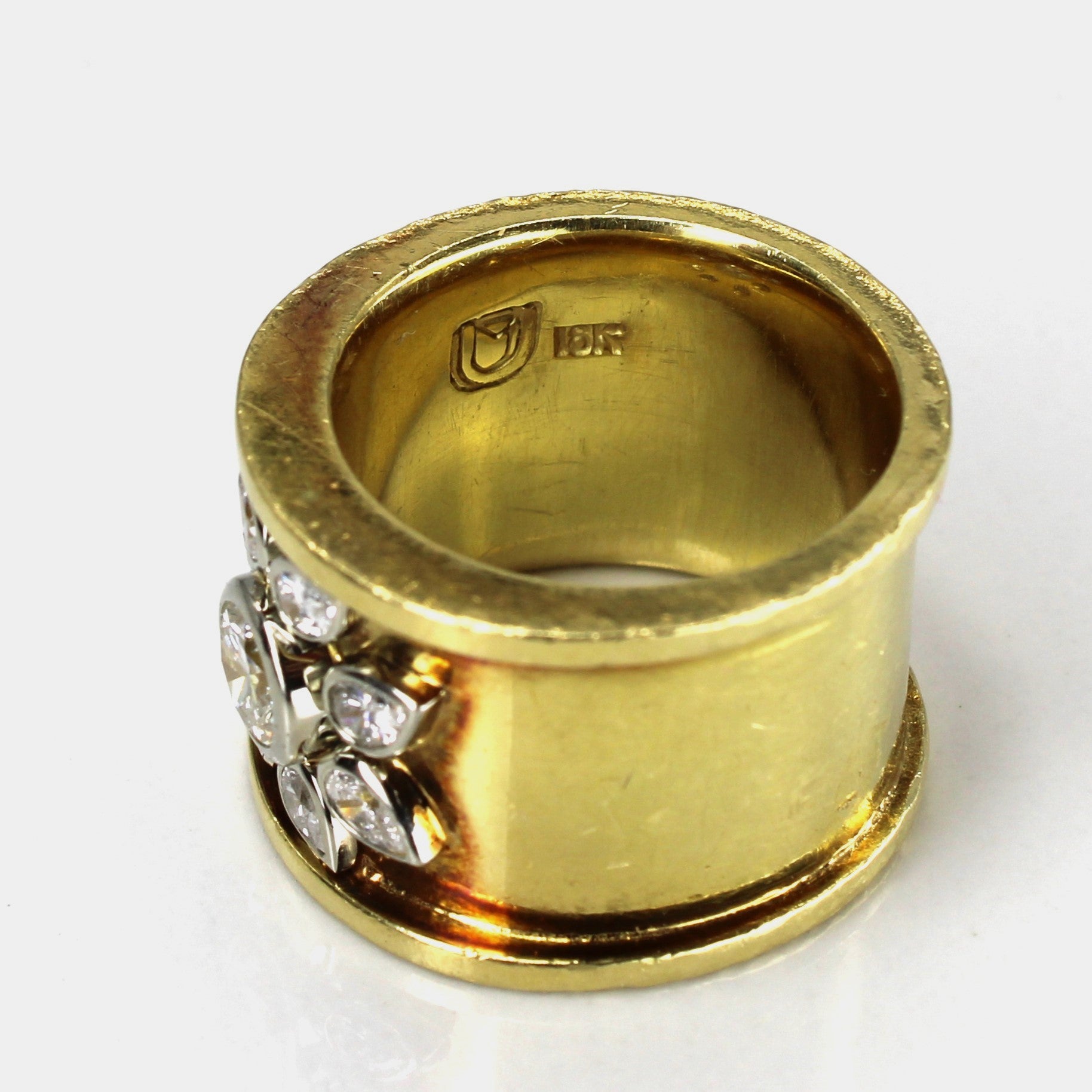 Bezel Set Multi Diamond Wide Gold Ring | 1.56ctw VS1/VS2 J/K | SZ 6.5 |