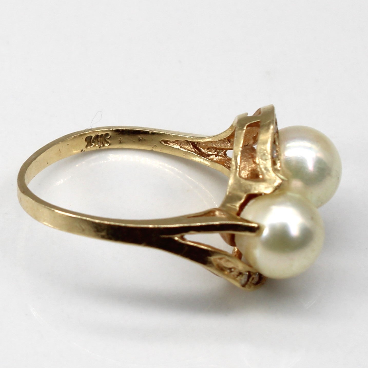 Bypass Pearl & Diamond Ring | 0.08ctw | SZ 6 |