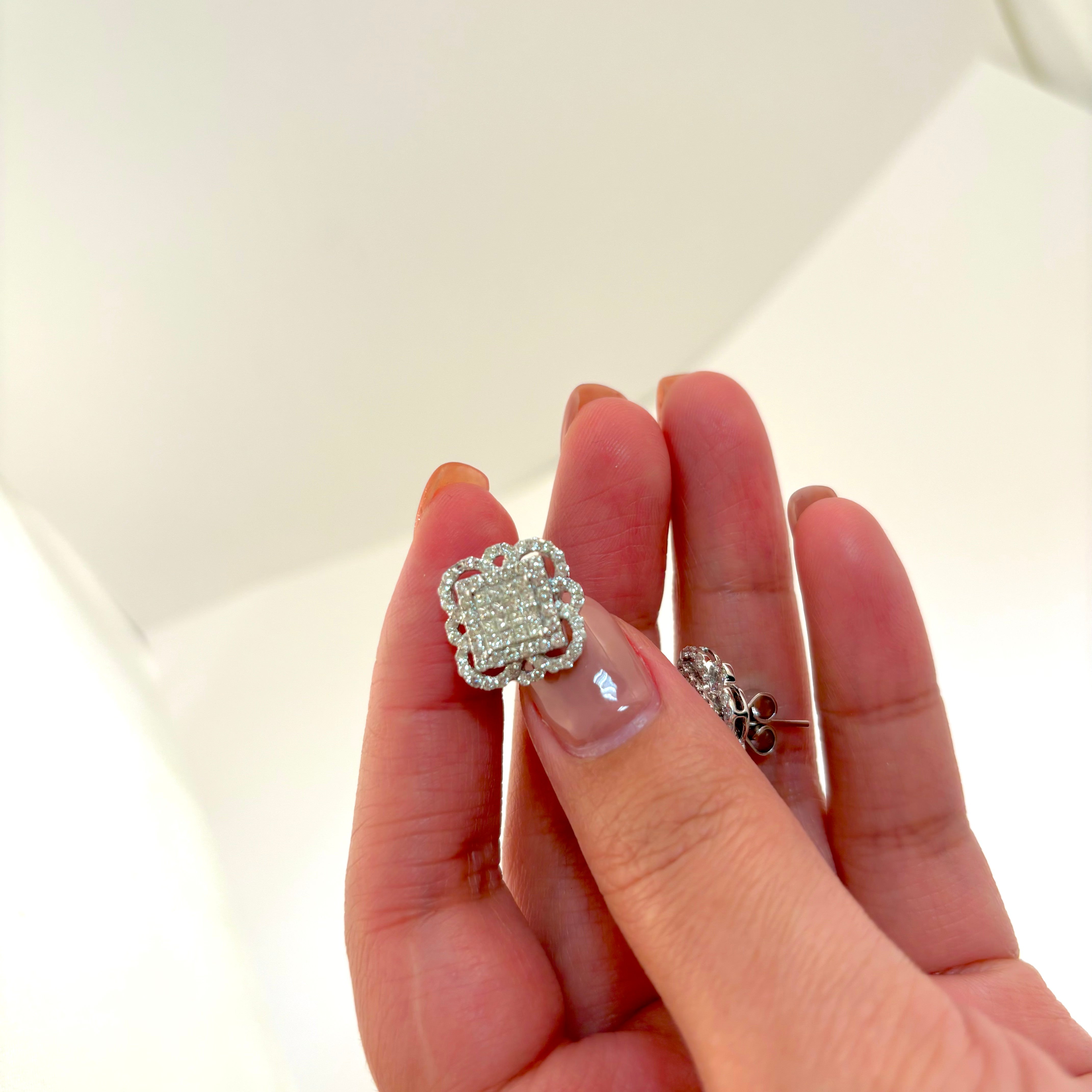 14k White Gold Diamond Earring | 1.69ctw |