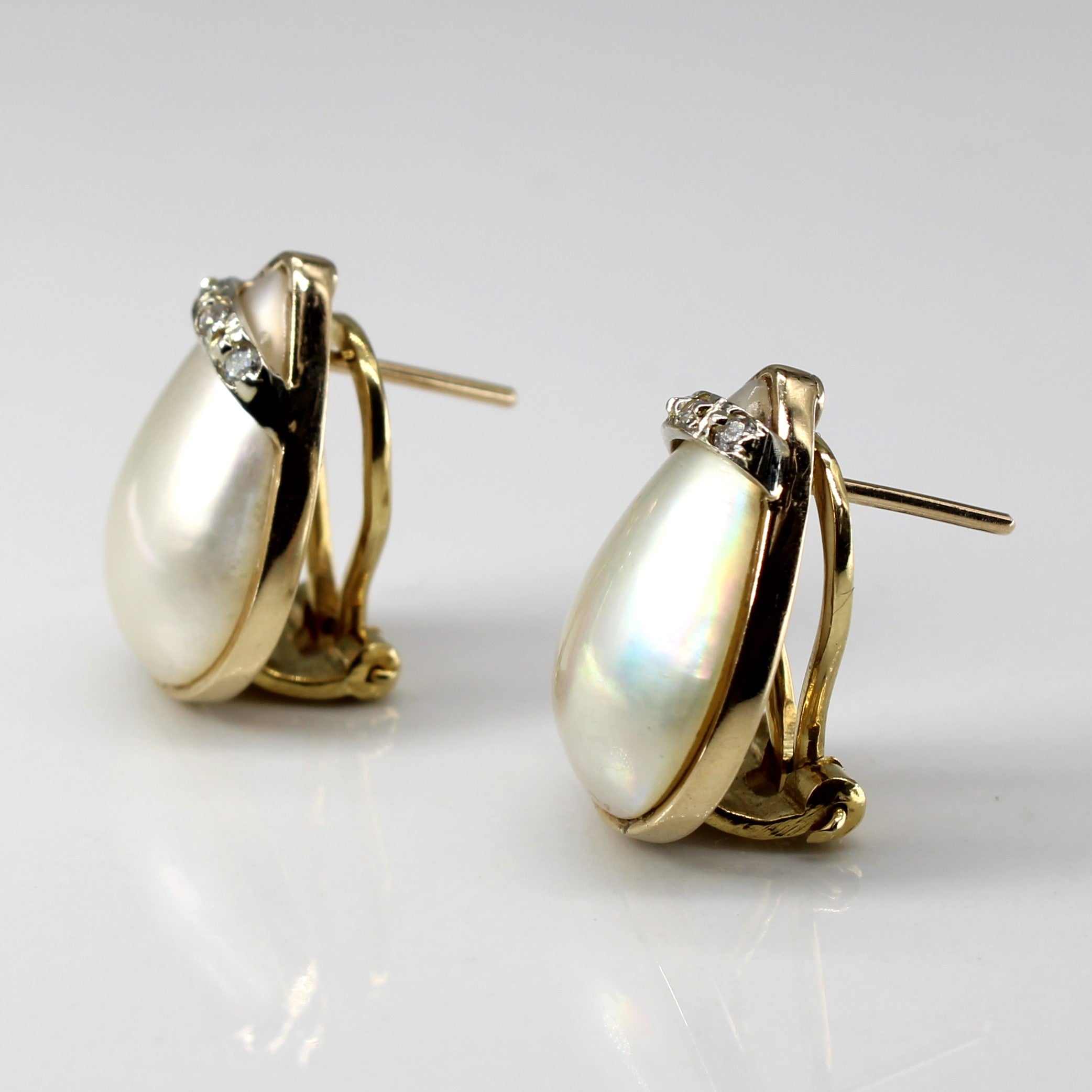 Bezel Set Pearl & Diamond Earrings | 0.06ctw |