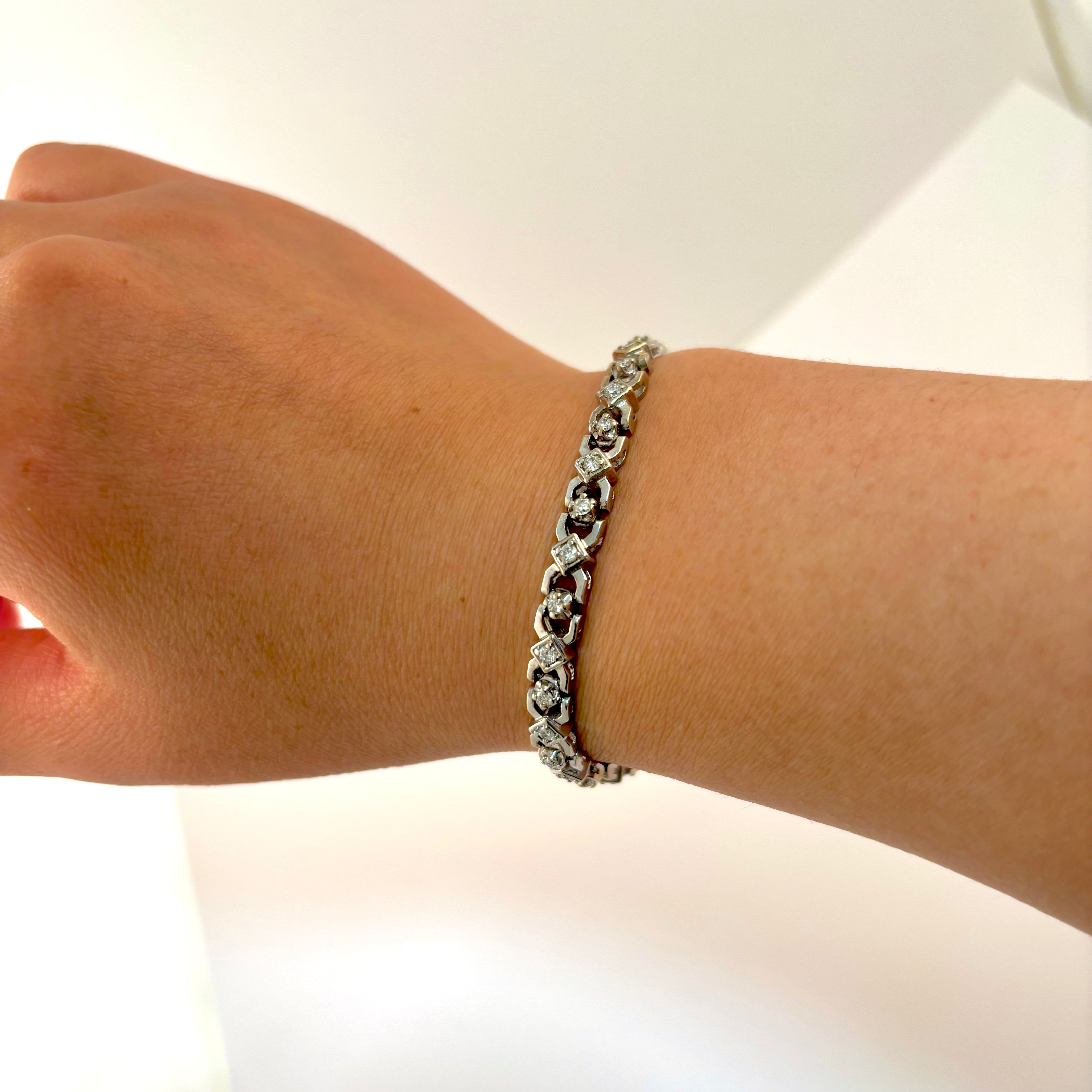 14k White Gold Diamond Bracelet | 1.00ctw | 7.25"
