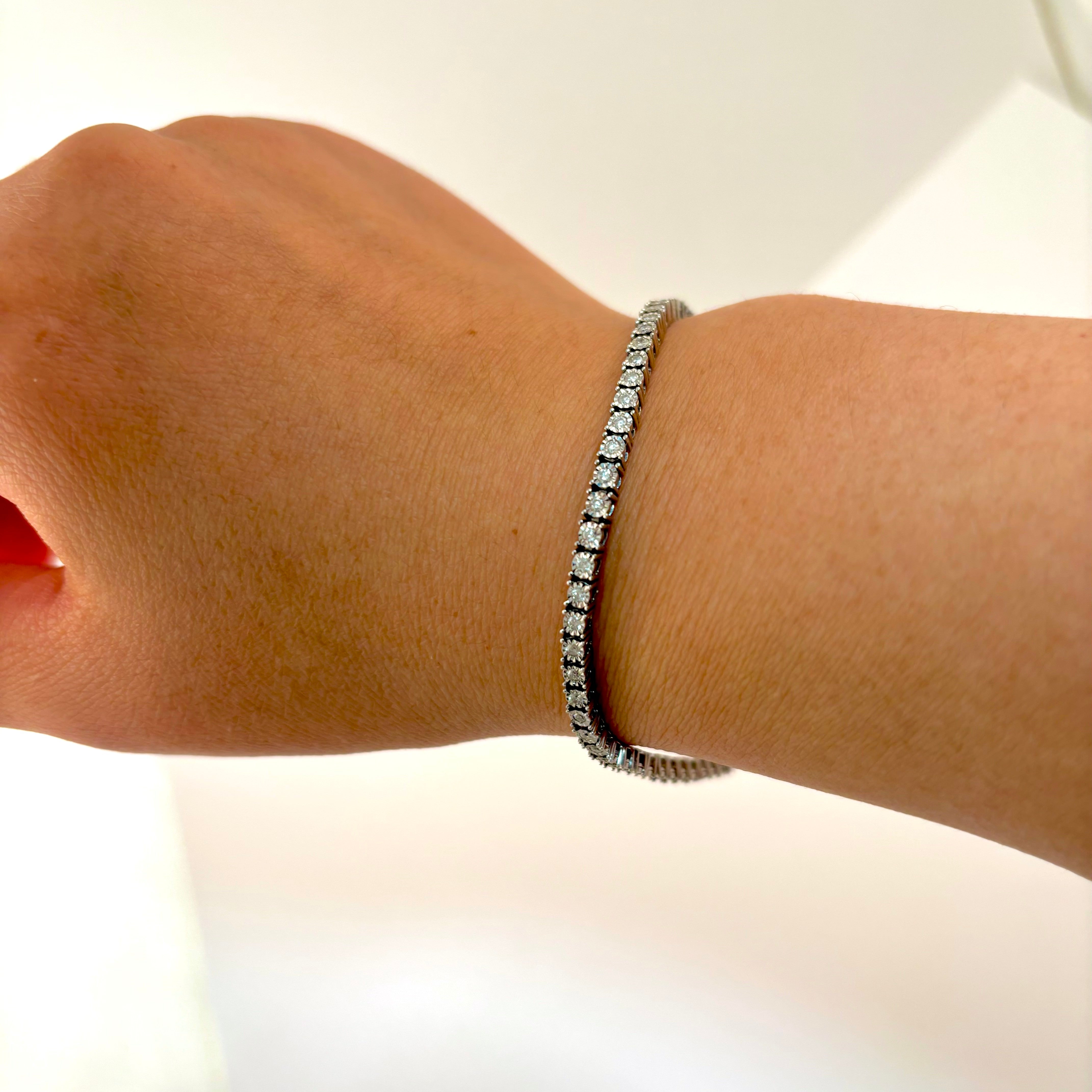 10k White Gold Diamond Bracelet | 1.00ctw | 7.5"