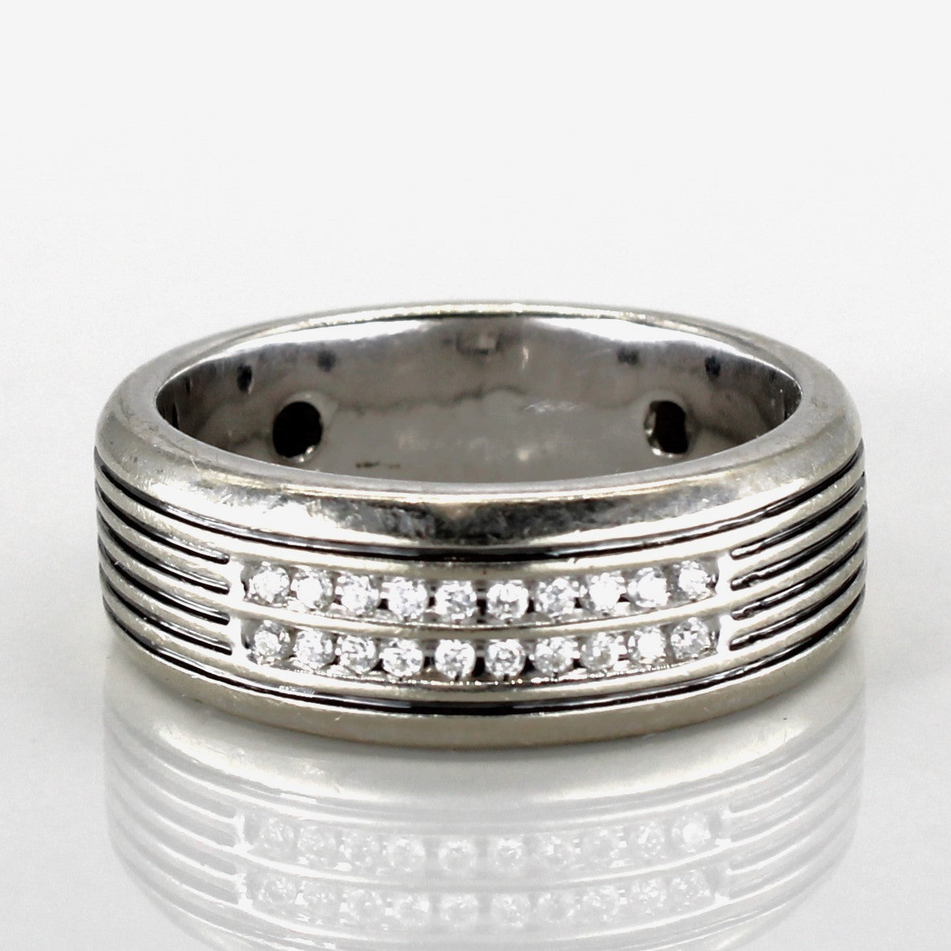 Channel Diamond Grooved 10k Band | 0.1ctw | SZ 9.75 |