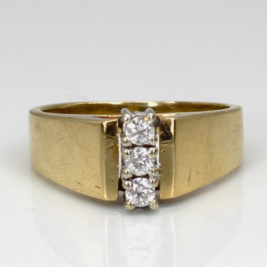 Three Stone Diamond Column Ring | 0.15ctw | SZ 5.5 |