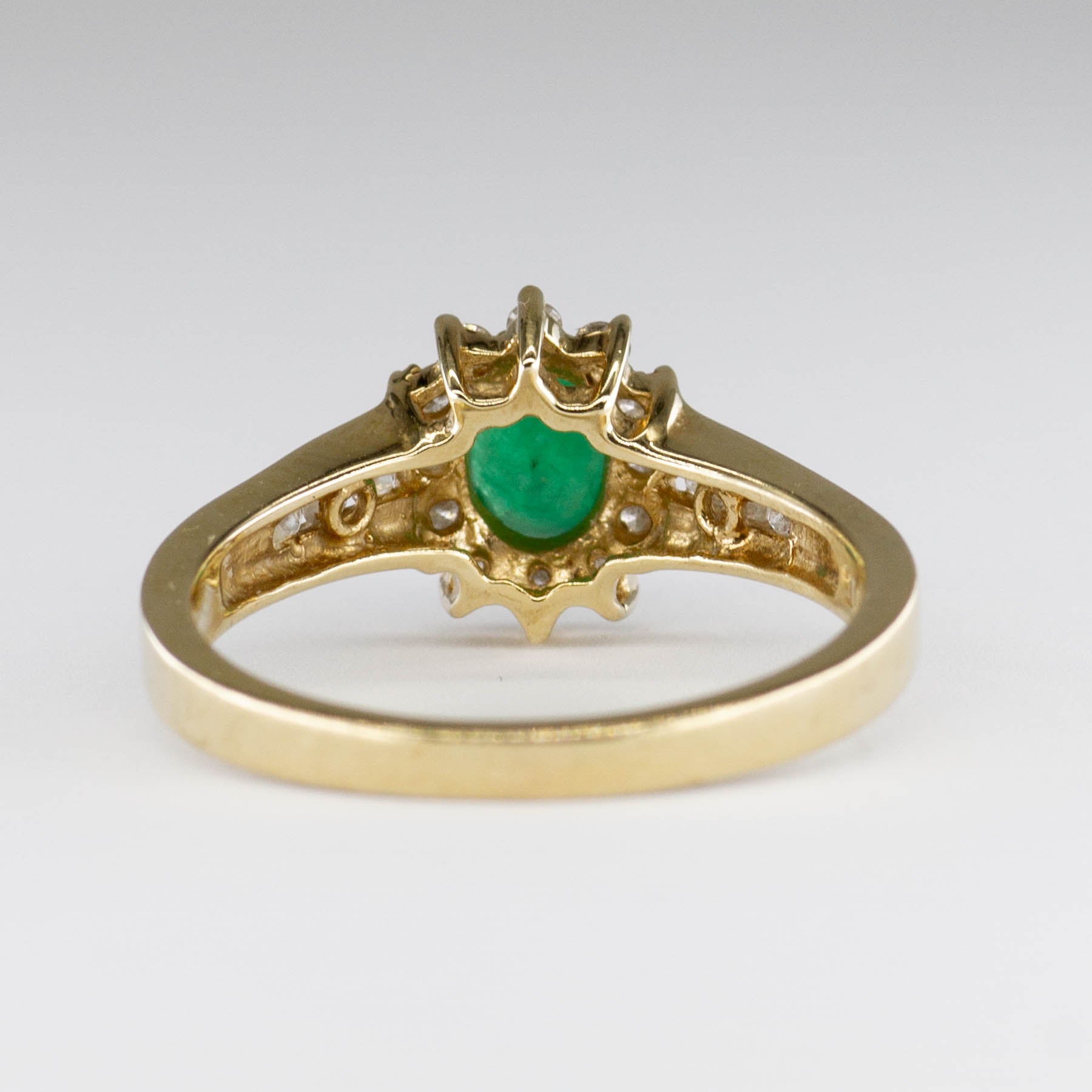Emerald & Diamond Halo 10k Ring | 0.35ctw, 0.25ct | SZ 7.5 |