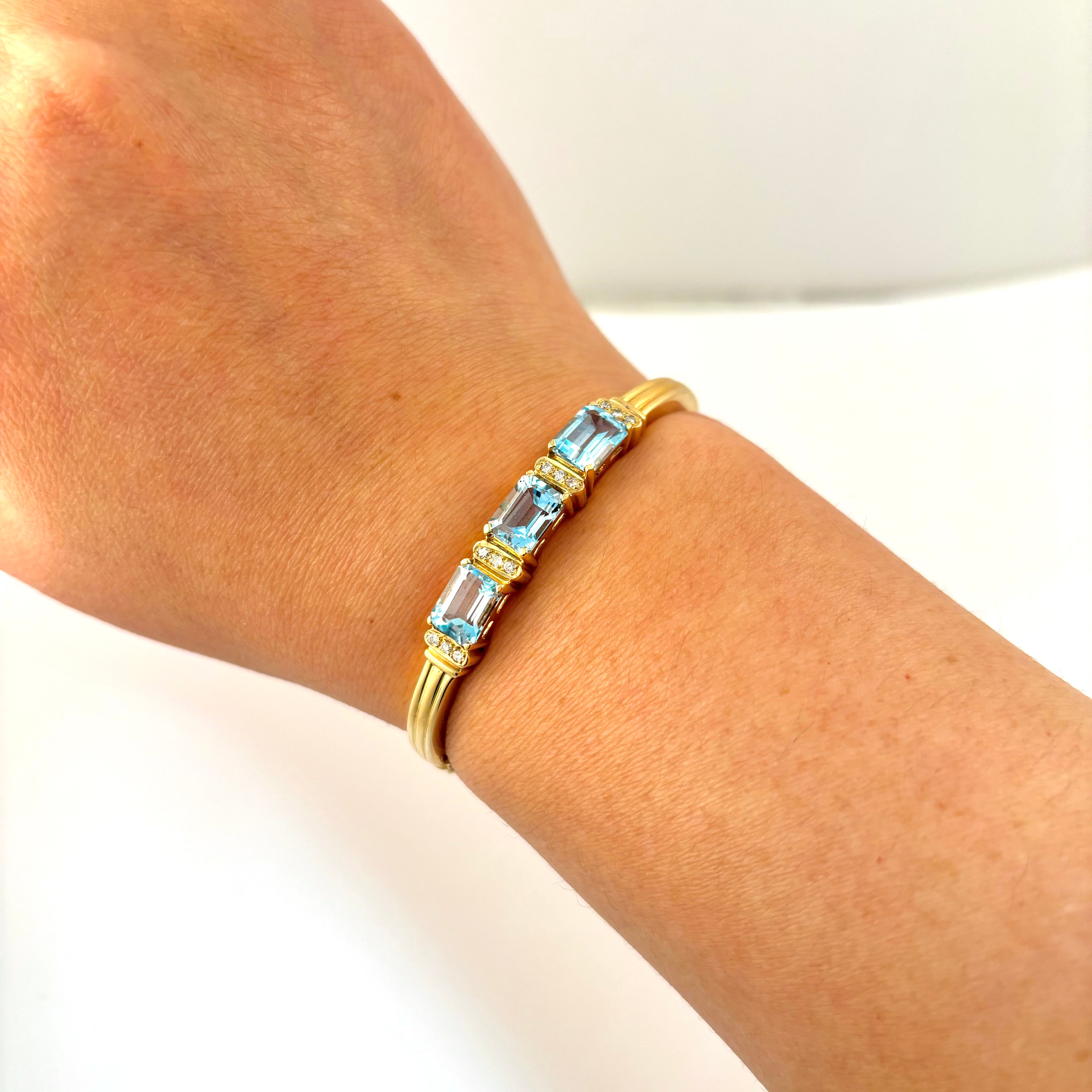 14k Yellow Gold Topaz & Diamond Bracelet | 4.50ctw, 0.35ctw | 6.5"