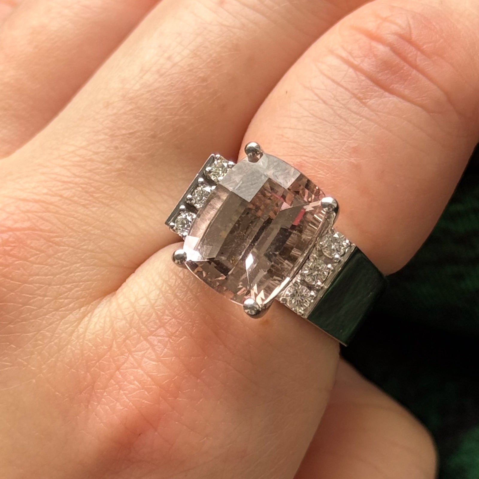 Kunzite & Diamond Cocktail Ring | 8.50ct, 0.33ctw | SZ 5.75 |