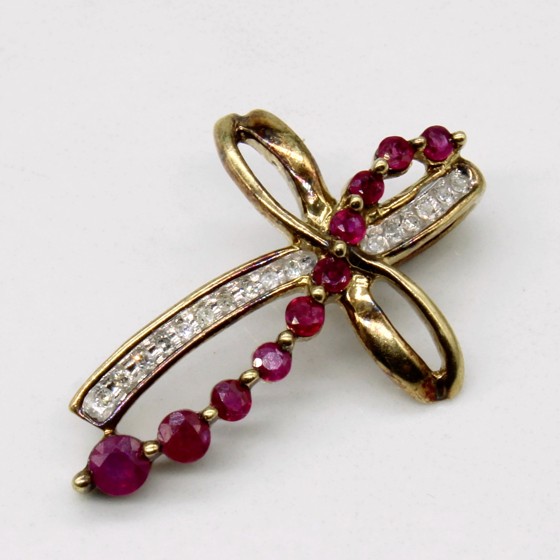 Ruby & Diamond Cross Pendant | 0.40ctw, 0.03ctw |