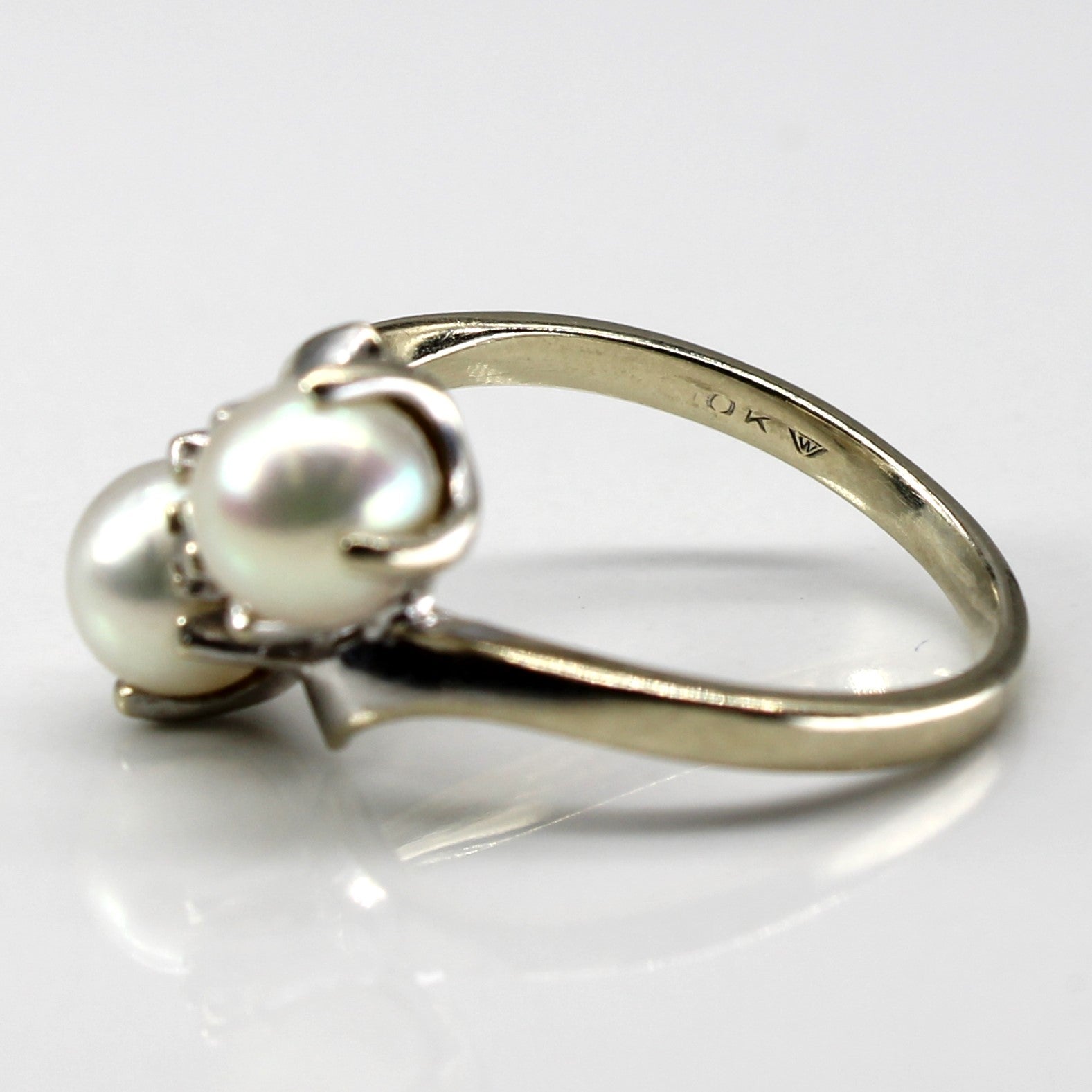 Bypass Pearl & Diamond Ring | 0.02ct | SZ 5 |