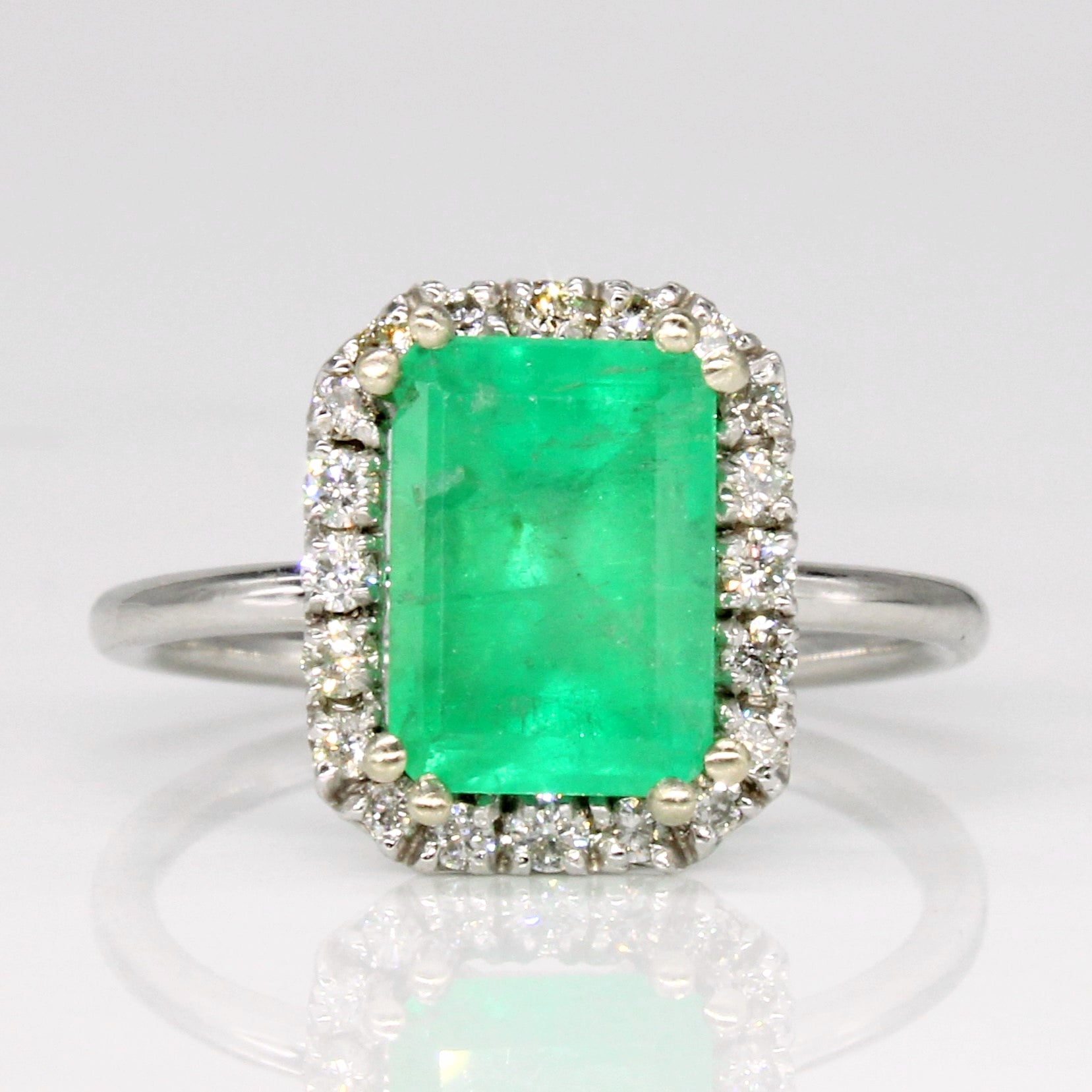Emerald & Diamond Halo Ring | 2.15ct, 0.27ctw | SZ 6 |
