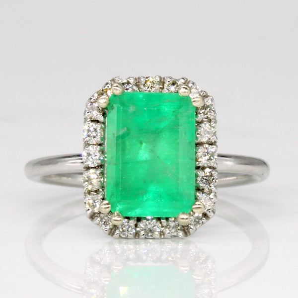 Emerald & Diamond Halo Ring | 2.15ct, 0.27ctw | SZ 6 |