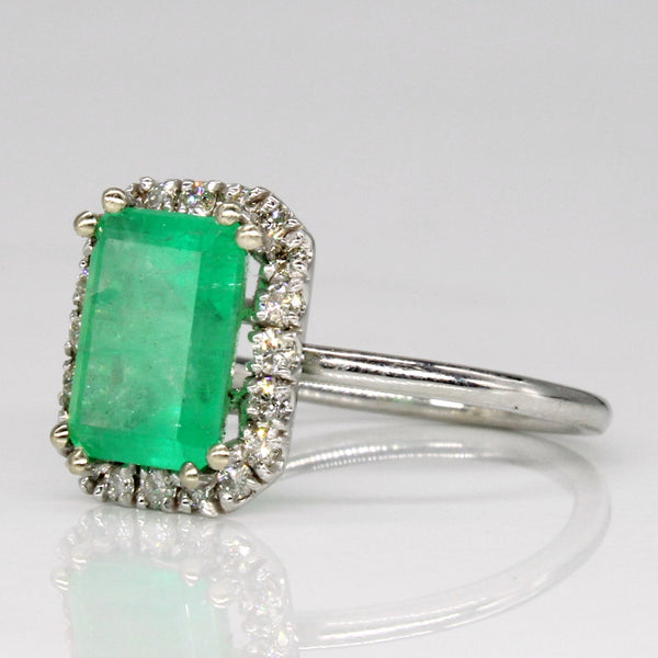 Emerald & Diamond Halo Ring | 2.15ct, 0.27ctw | SZ 6 |