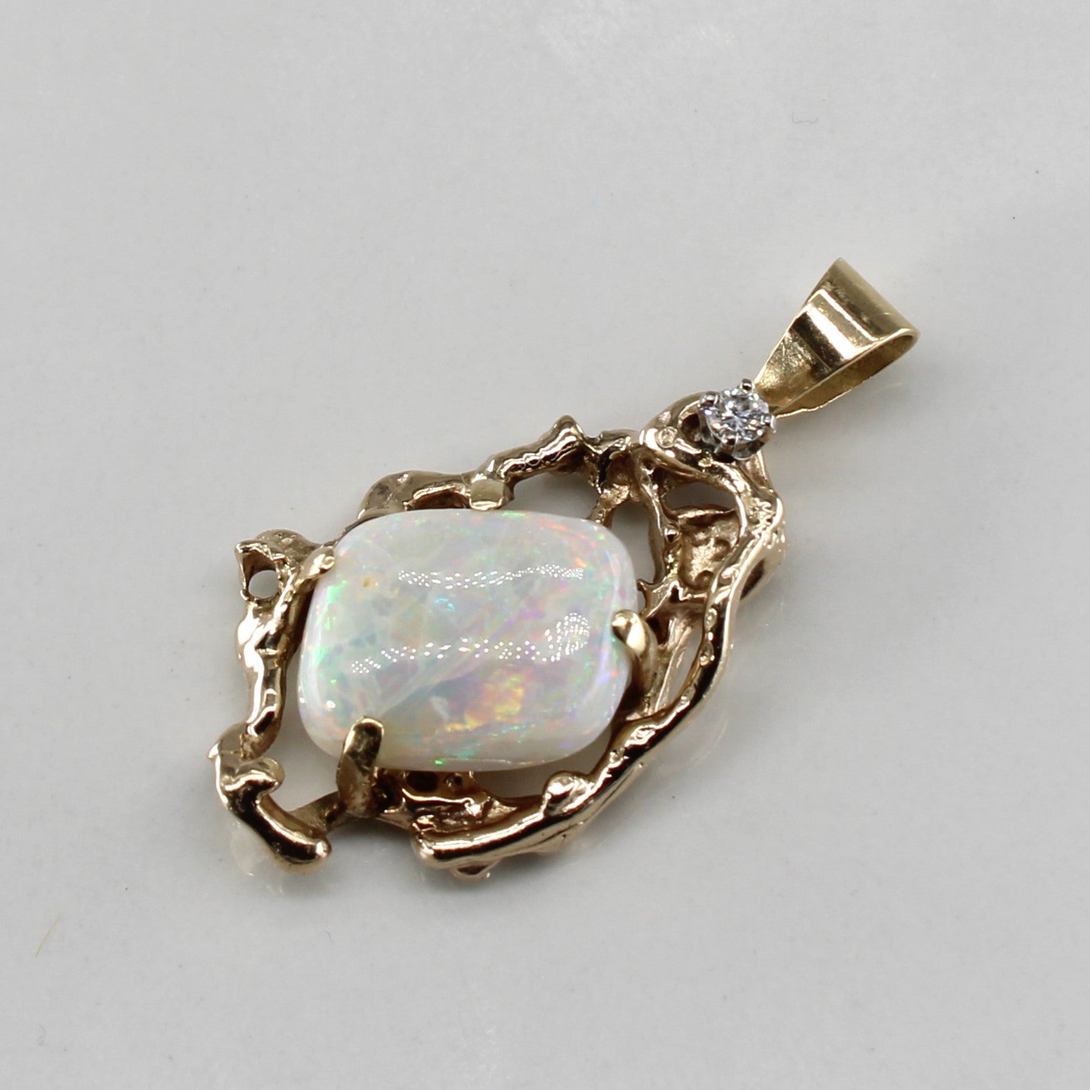 Opal & Diamond 14k Pendant | 2.4 ctw, 0.07ctw |