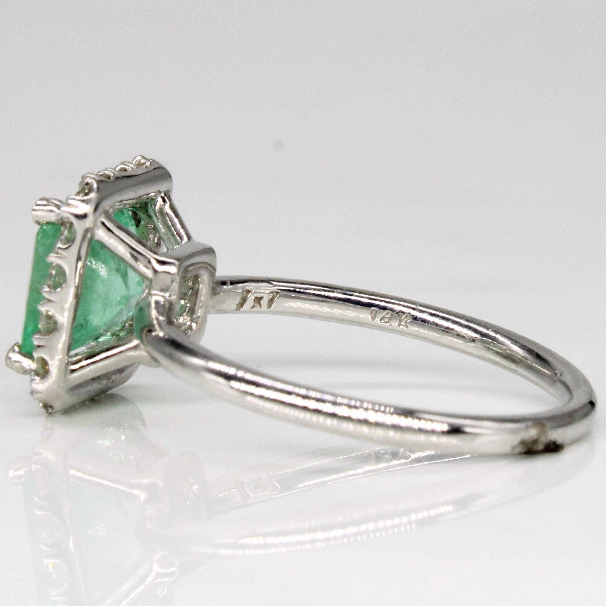 Emerald & Diamond Halo Ring | 1.58ct, 0.28ctw | SZ 6.25 |