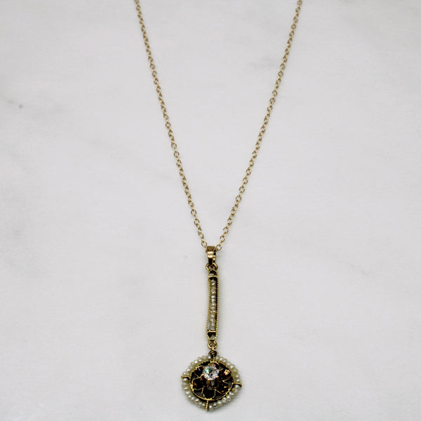 Diamond & Pearl Drop Pendant & Necklace | 0.13ct | 16