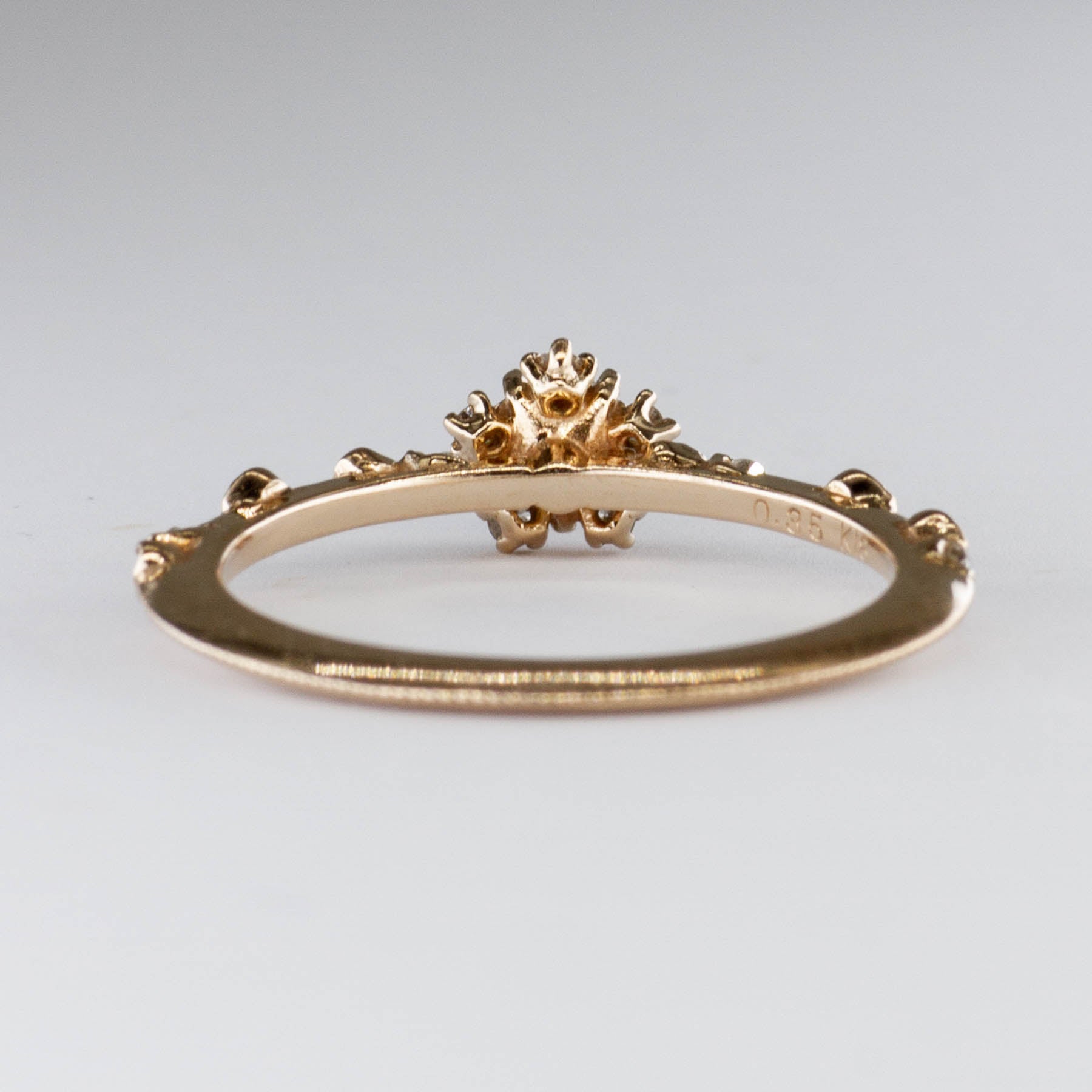 Bague de fiançailles solitaire en or 18 carats avec diamant taille rose et diamant d'accent | 0,35 ct | Taille 5,75 |
