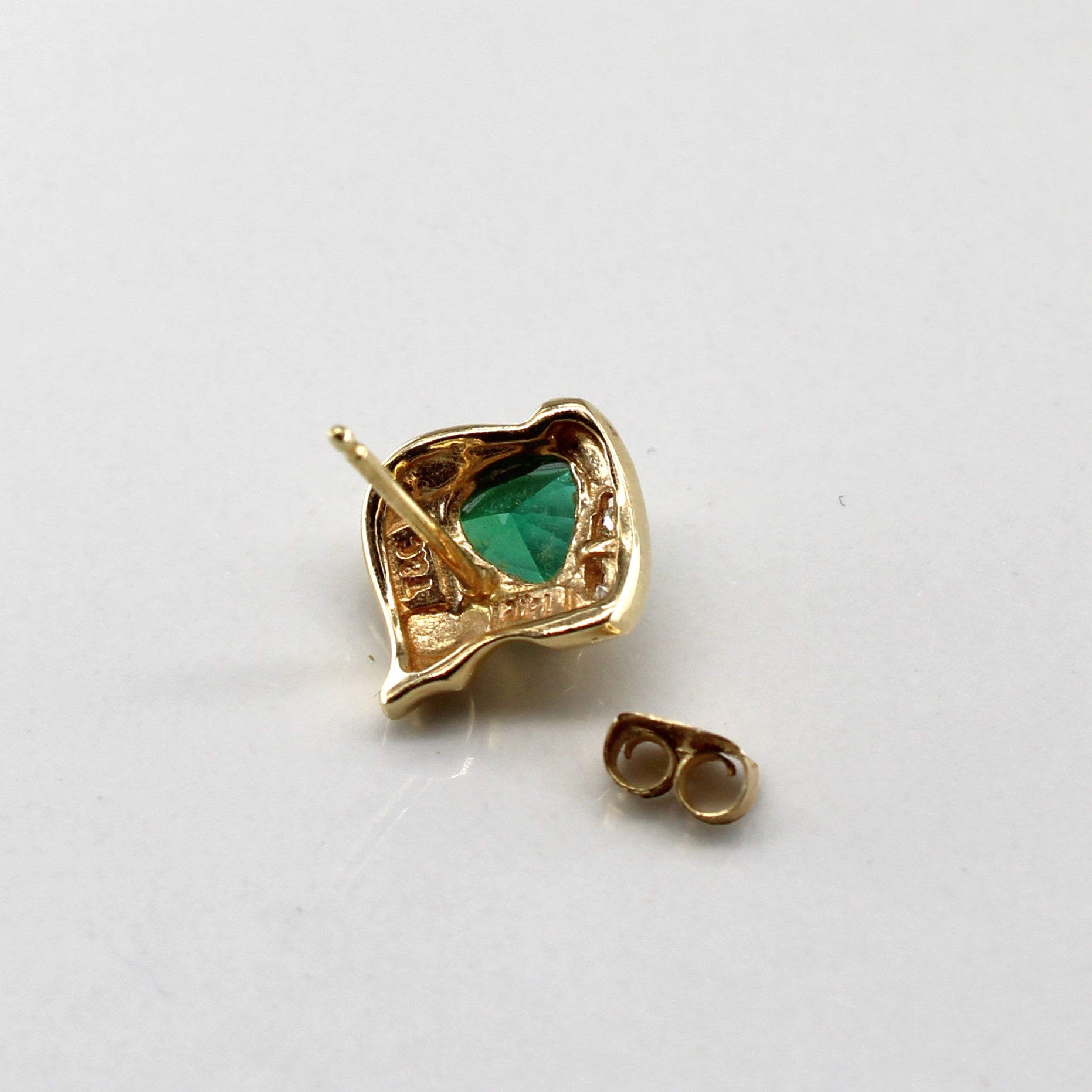 Diamond & Synthetic Emerald 14k Studs | 0.016ctw, 0.46ctw |
