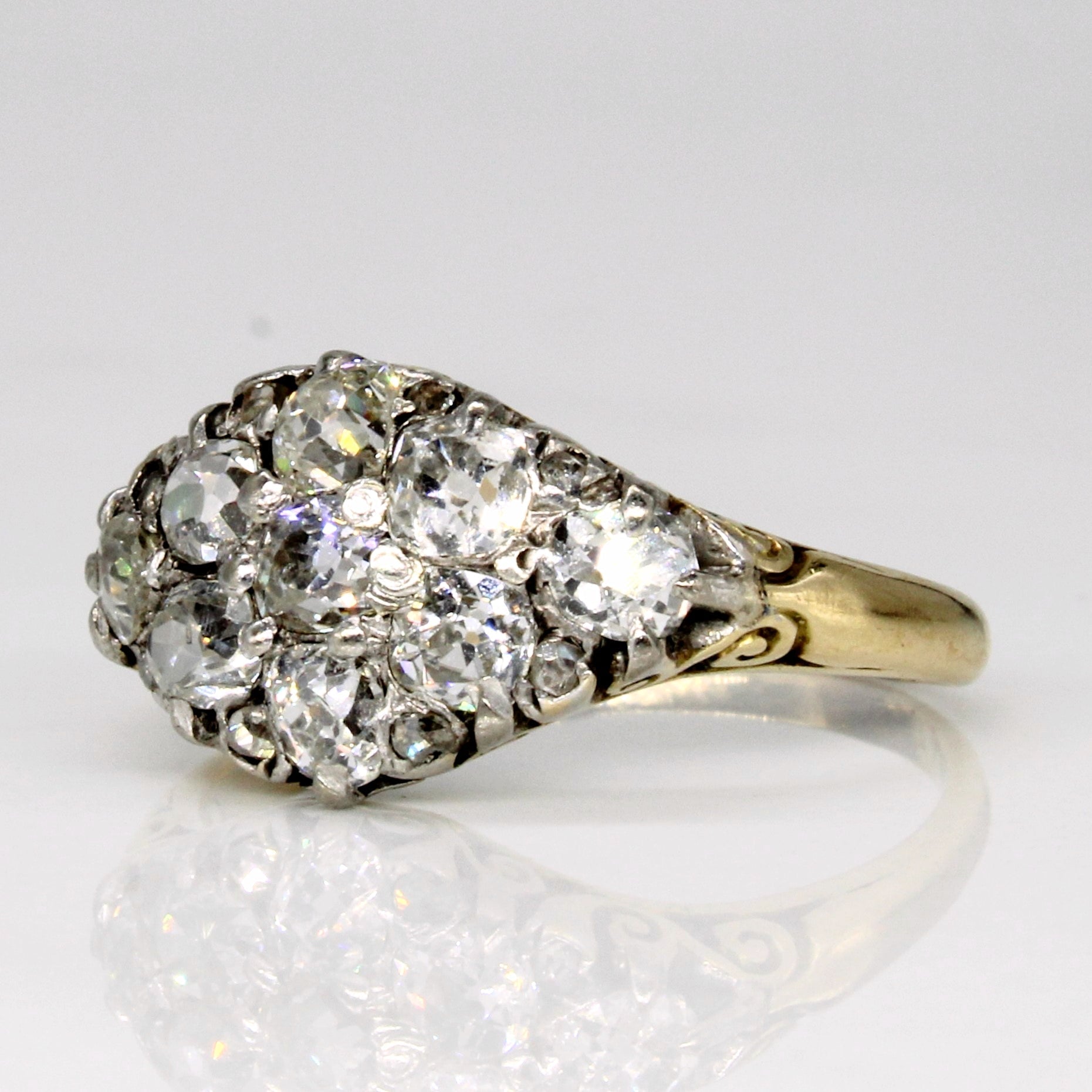 Victorian Old Mine & Rose Cut Cluster Diamond Ring | 1.84ctw | SZ 6.75 |