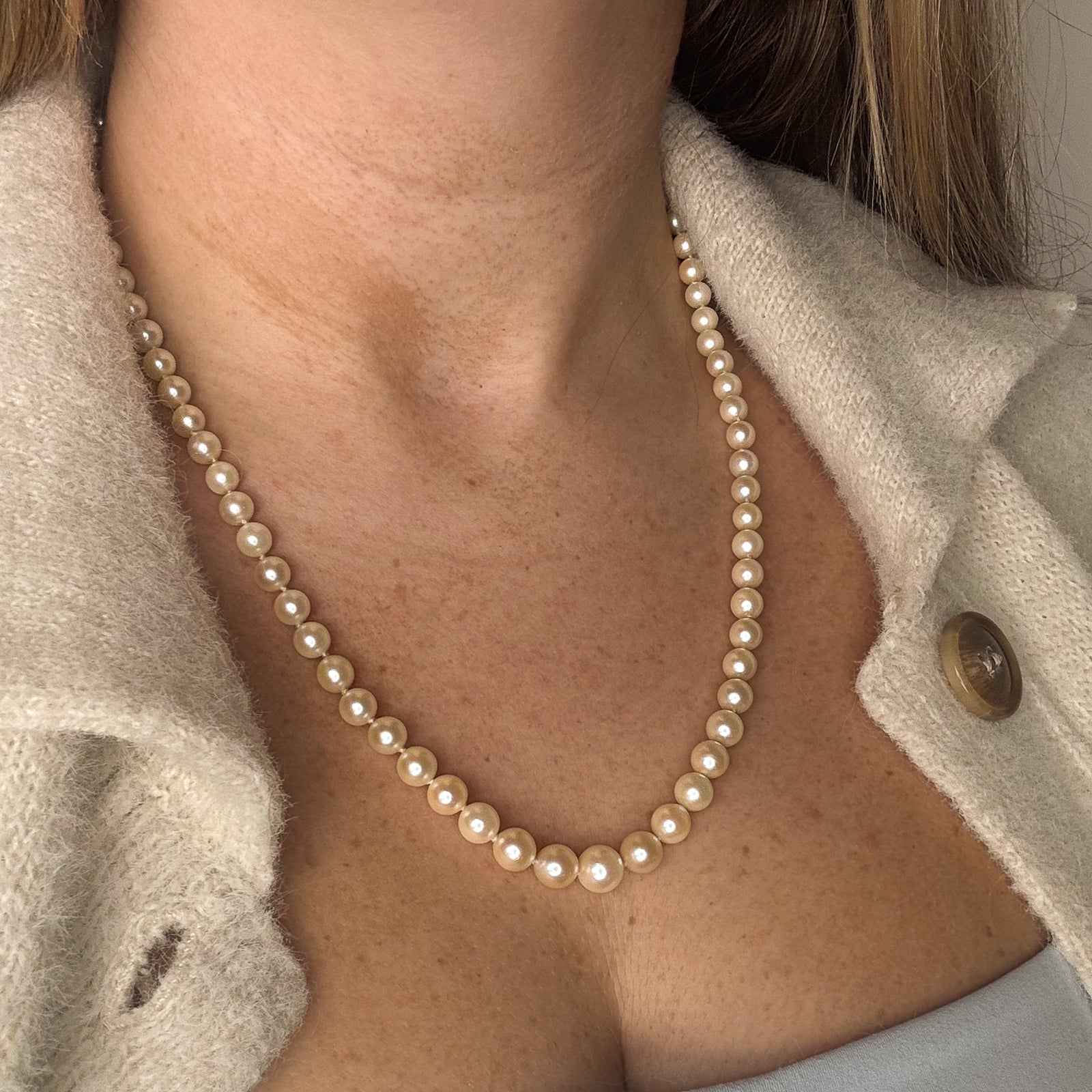 Collier de perles de culture et diamants | 0,03 ct | 51 cm |