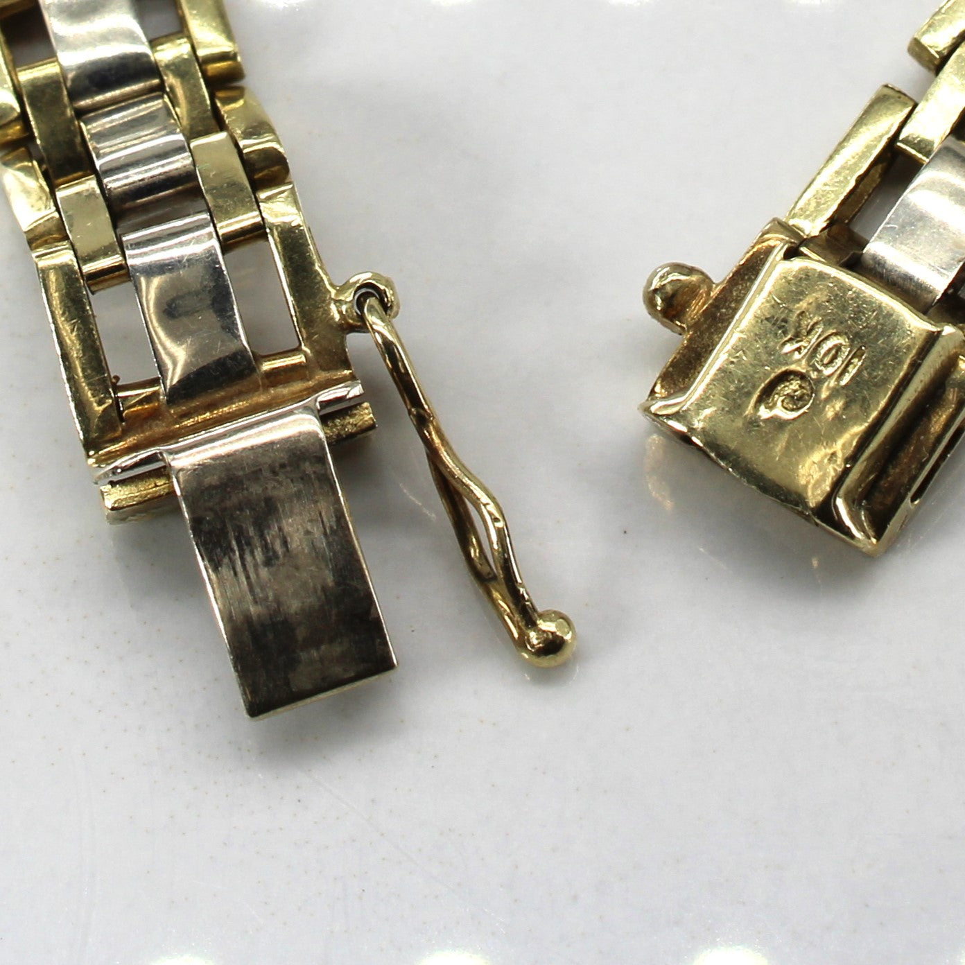 Two Tone Gold Gate Link Diamond 10K Bracelet | 0.20ctw |8"|