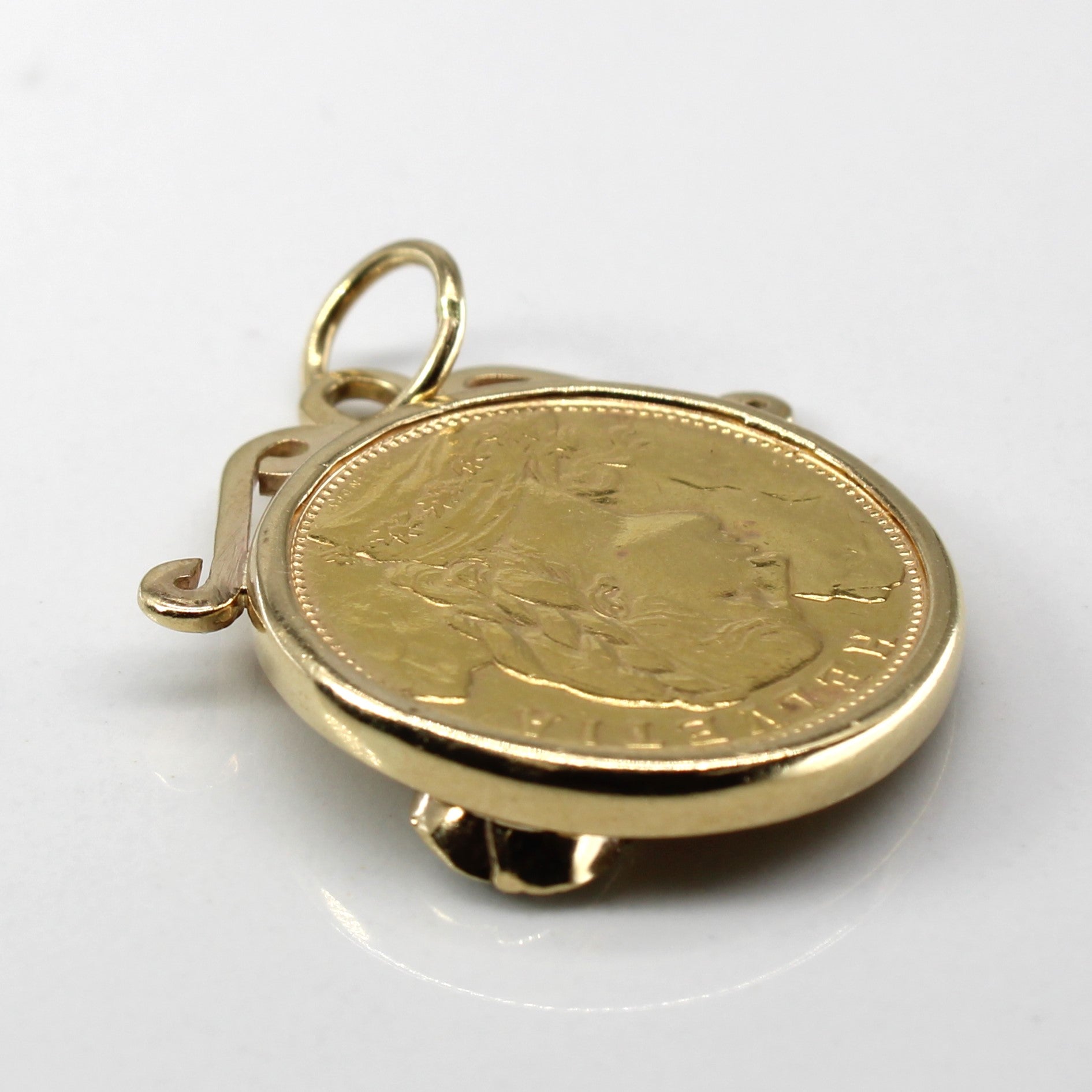 Swiss 1909 20 Francs Diamond Coin Pendant | 0.59ct SI2 I |