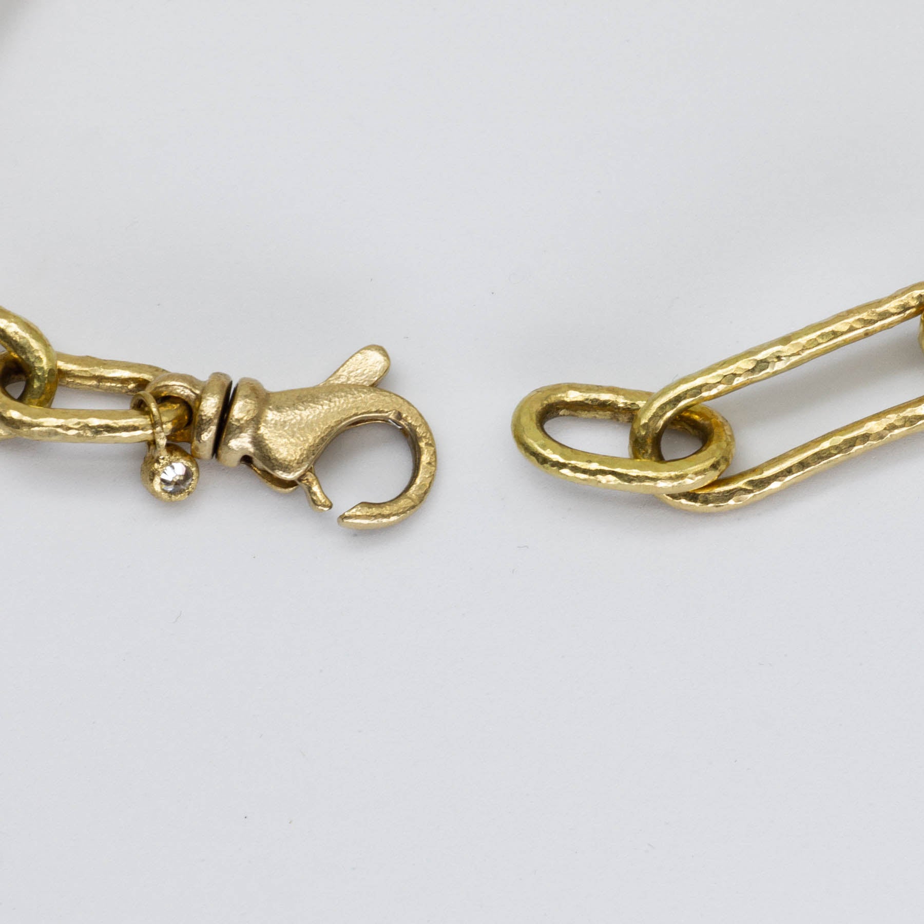 Upside Down Set Diamond 14k Gold Textured Paperclip Chain Bracelet | 1.5 ctw, 7.25''|