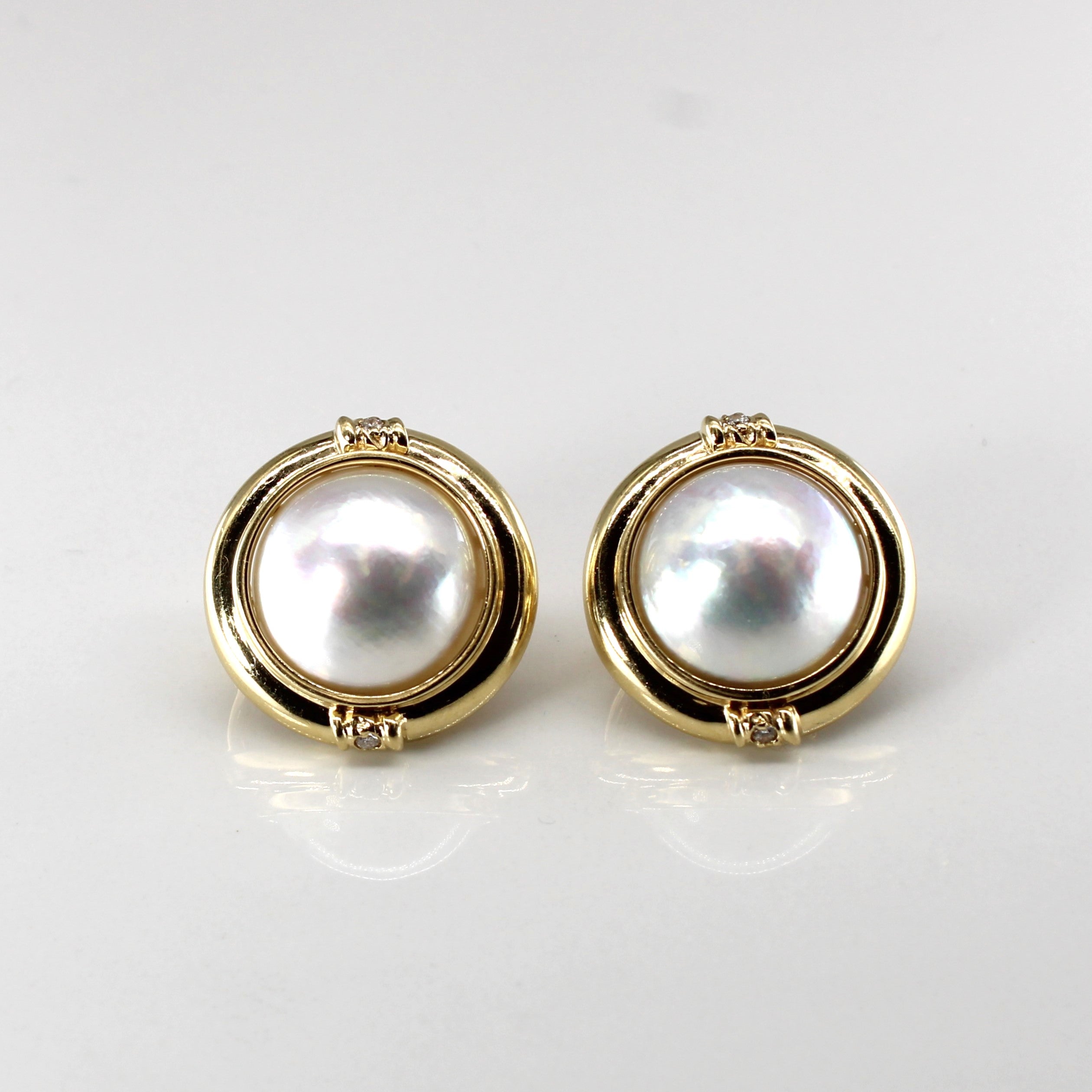 Mabé Pearl & Diamond Earrings | 0.04ctw |