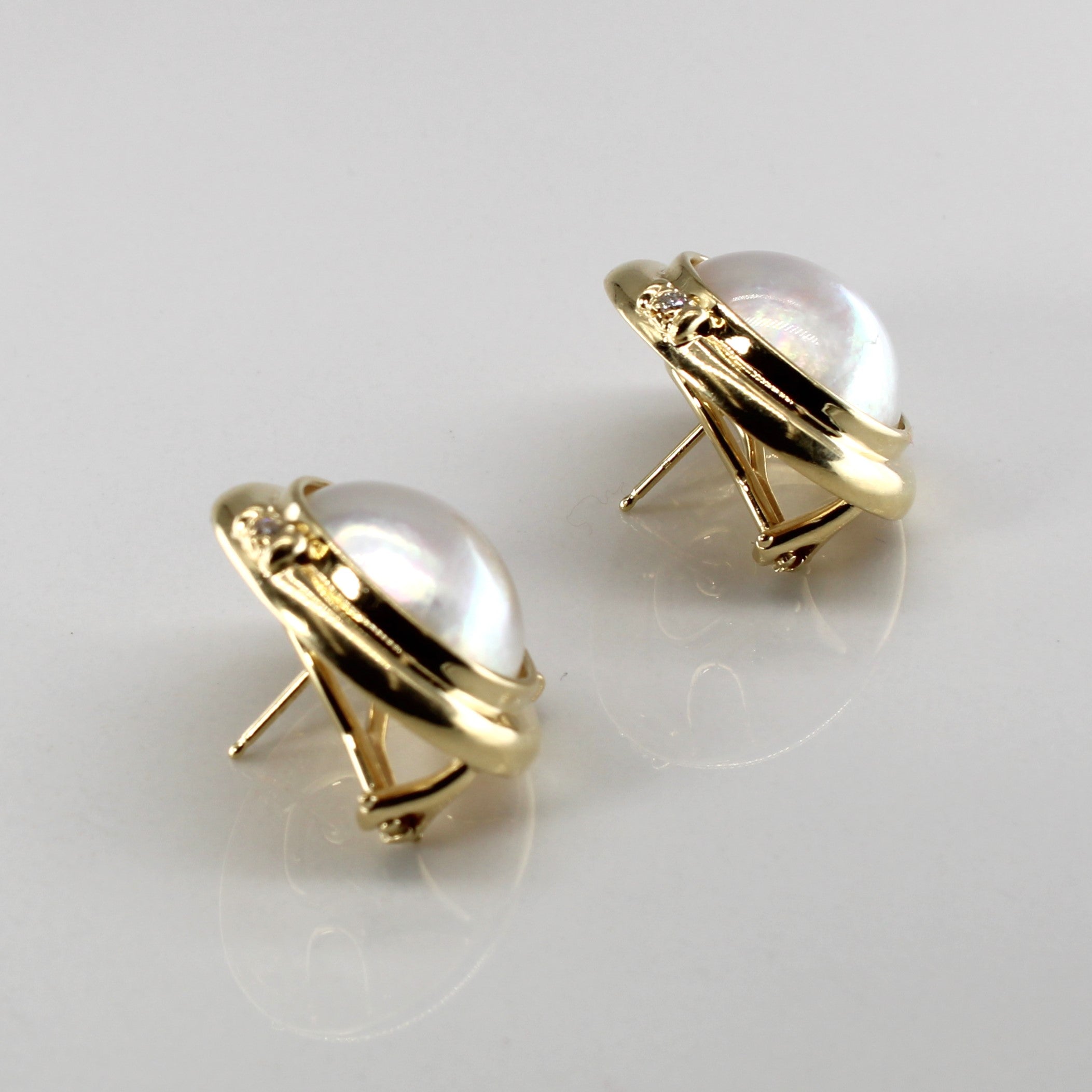 Mabé Pearl & Diamond Earrings | 0.04ctw |