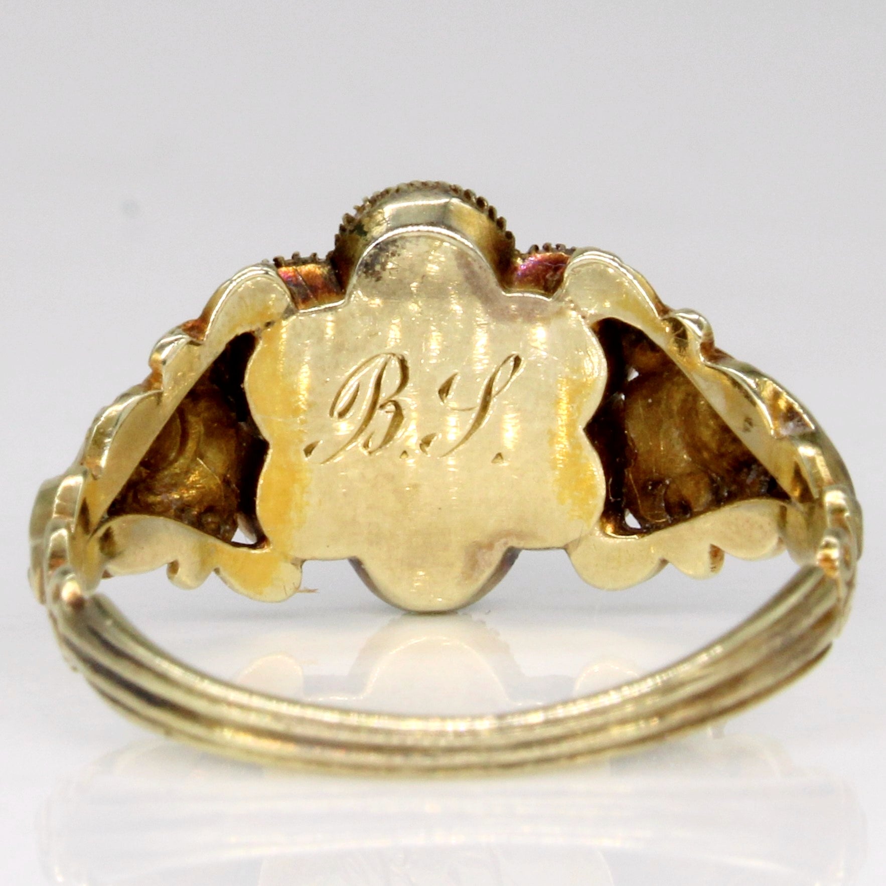Antique Imitation Pearl & Red Glass Ring | SZ 6.25 |