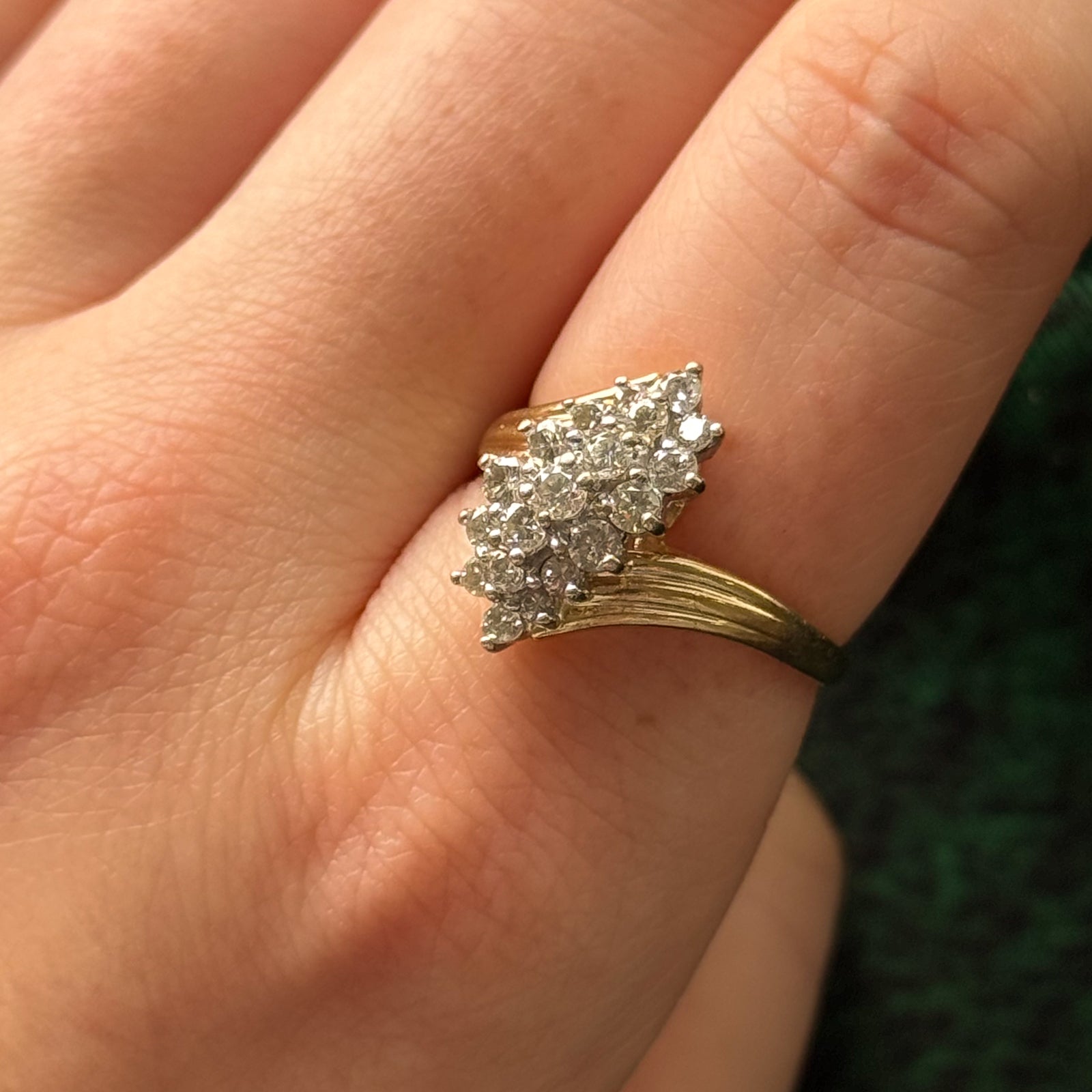 Diamond Cluster Waterfall Ring | 0.85ctw | SZ 8 |