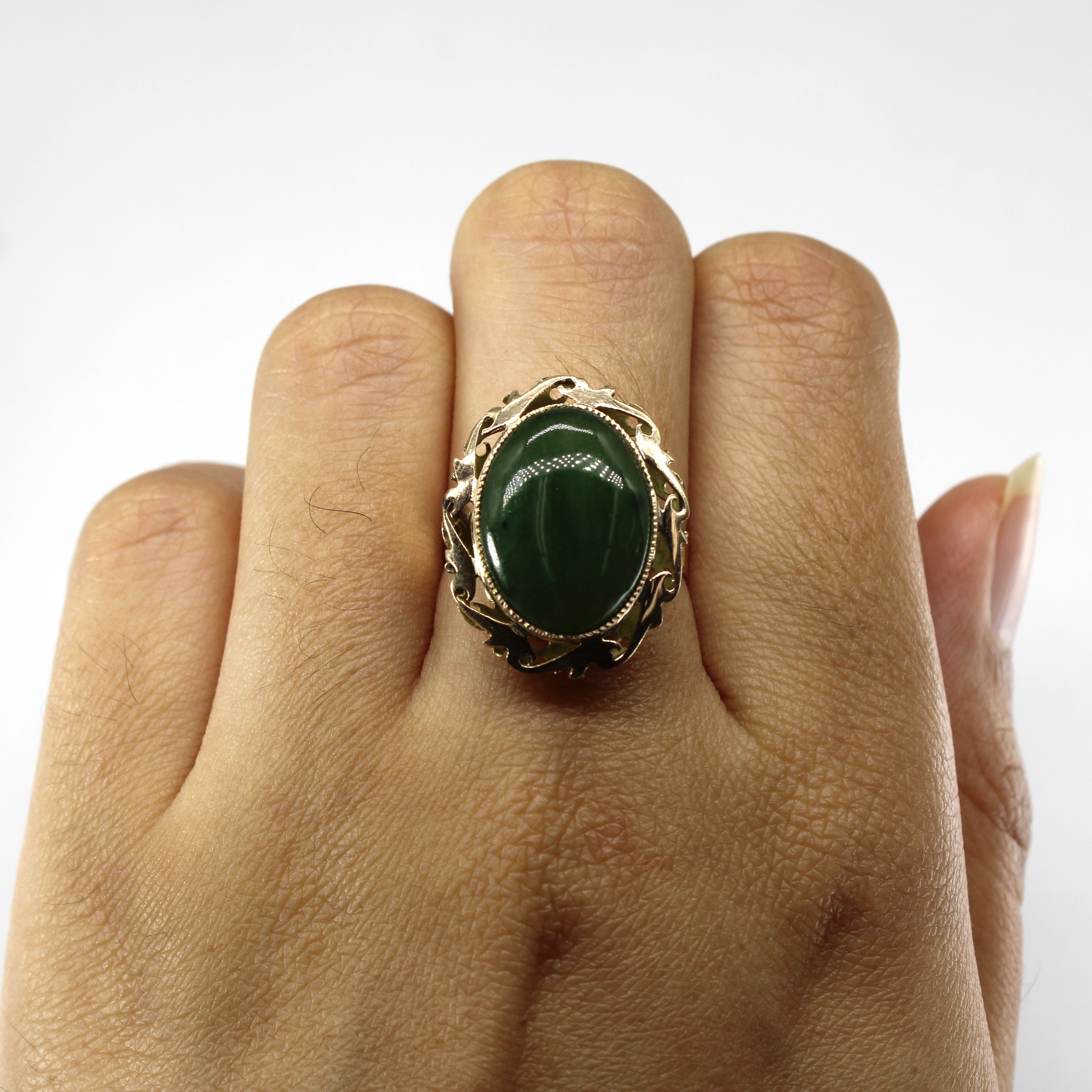 Bezel Set Jade Ring | 4.60ct | SZ 7 |