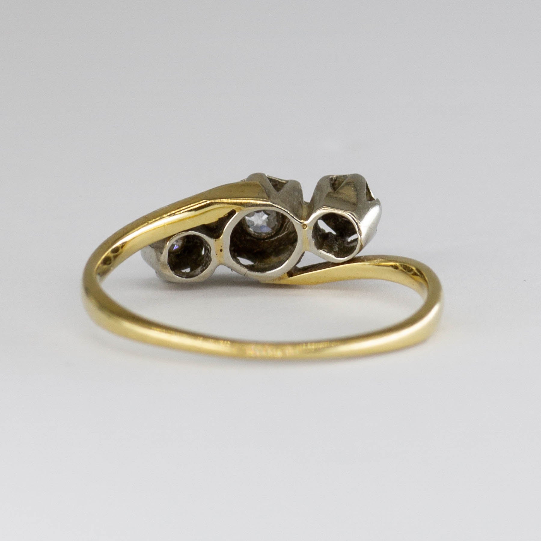 Edwardian Old European Three Stone Diamond 18k Ring | 0.06ctw | SZ 4 |