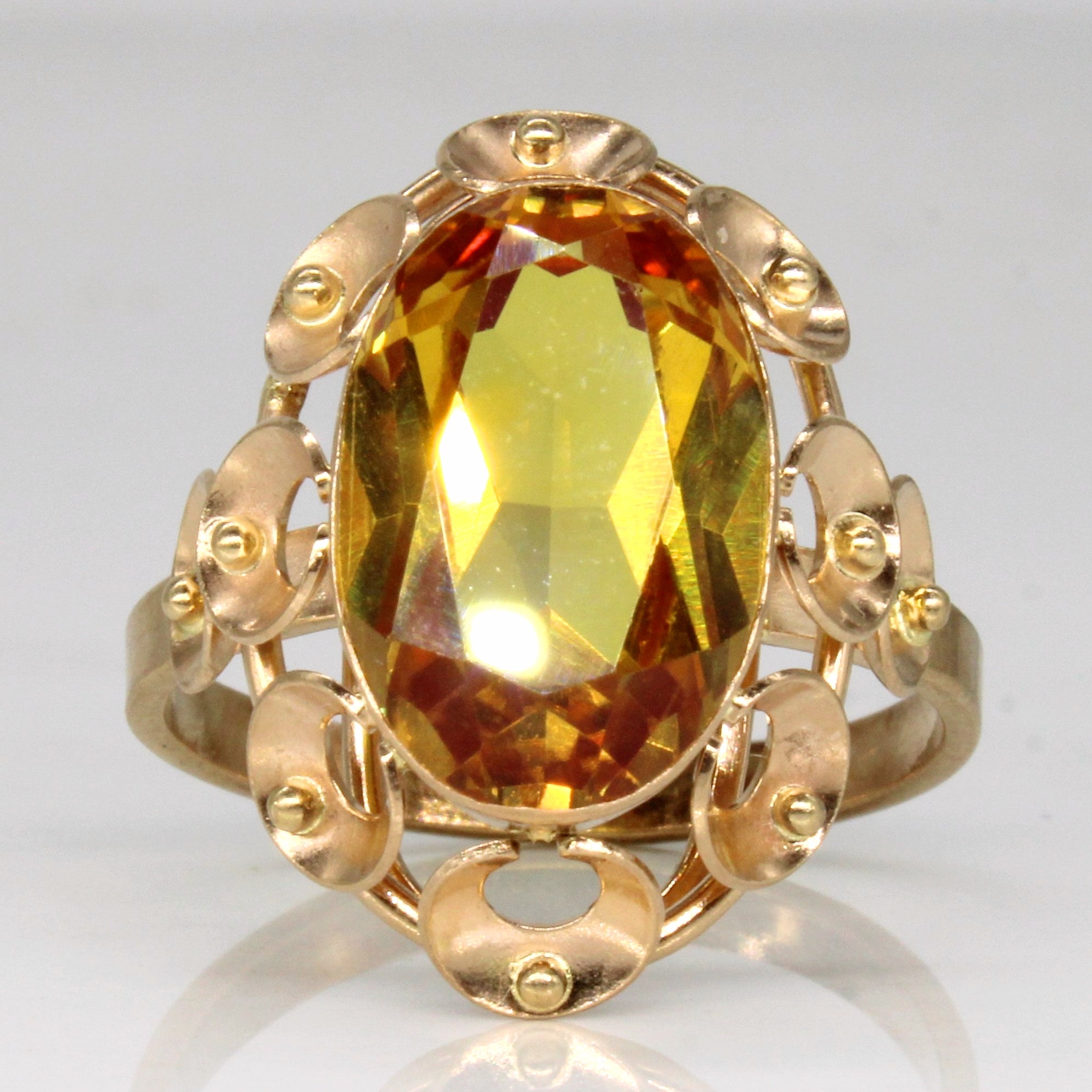 Synthetic Yellow Sapphire Cocktail Ring | 7.10ct | SZ 9.25 |