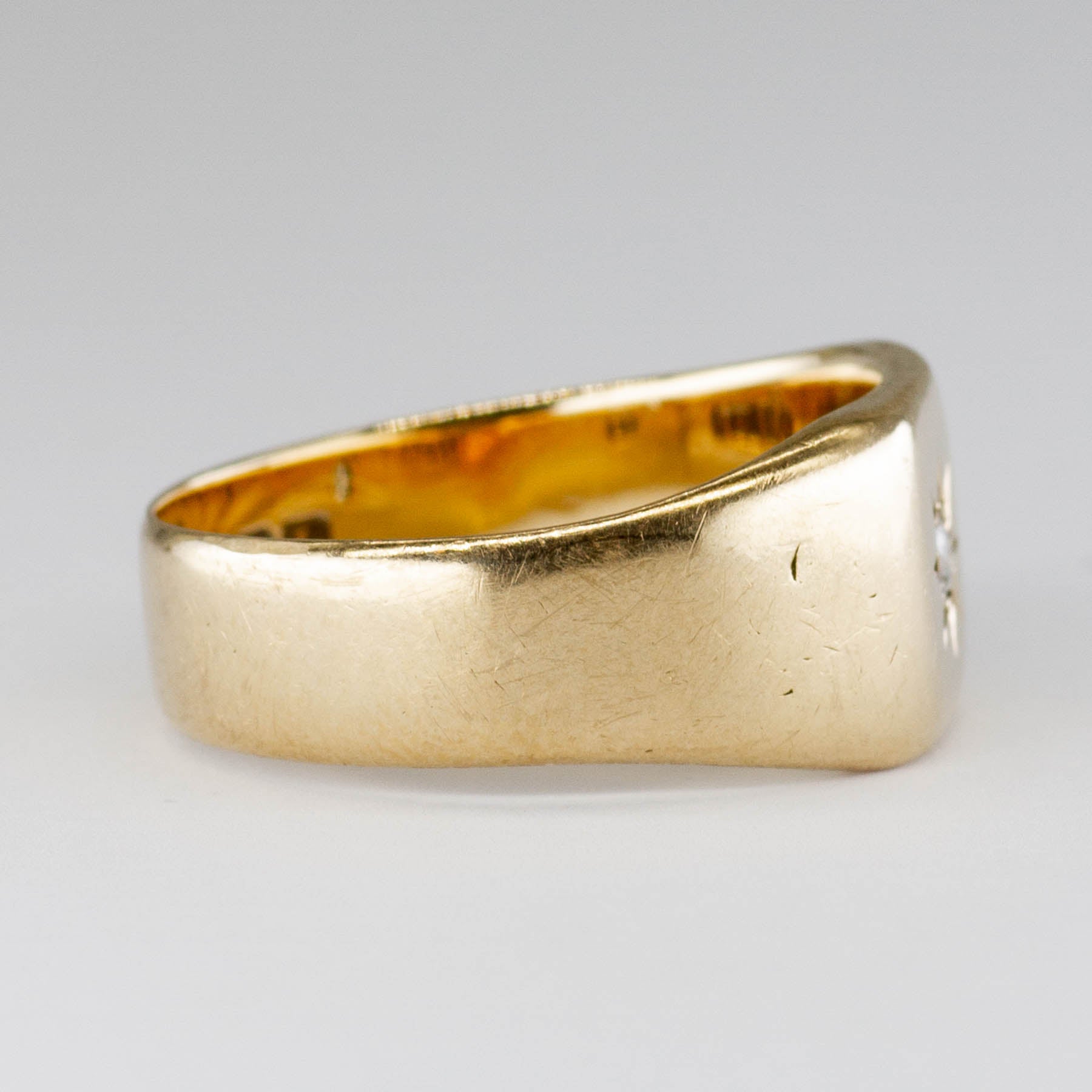 1860 Birmingham Hallmarked Victorian Signet Old European Diamond Ring | SZ 8 |