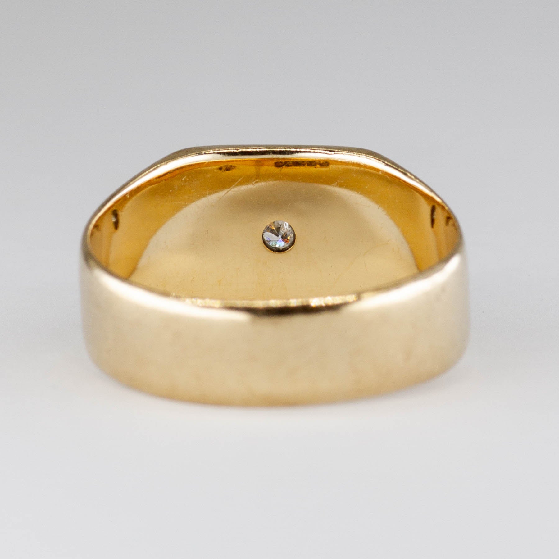 1860 Birmingham Hallmarked Victorian Signet Old European Diamond Ring | SZ 8 |