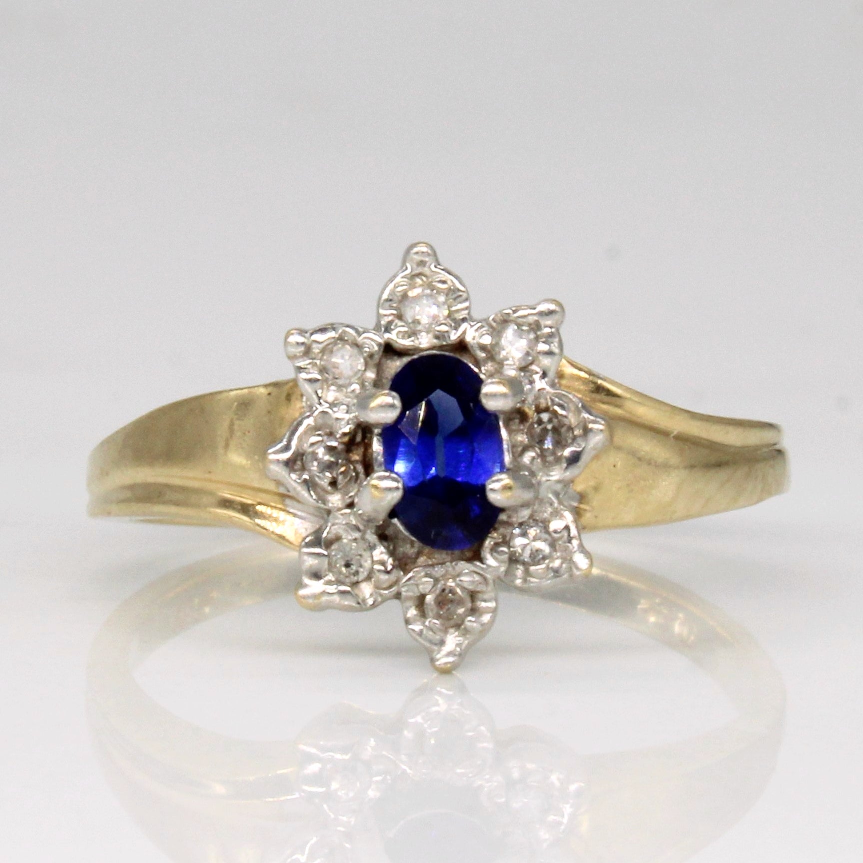 Synthetic Sapphire & Diamond Ring | 0.24ct, 0.04ctw | SZ 6.75 |