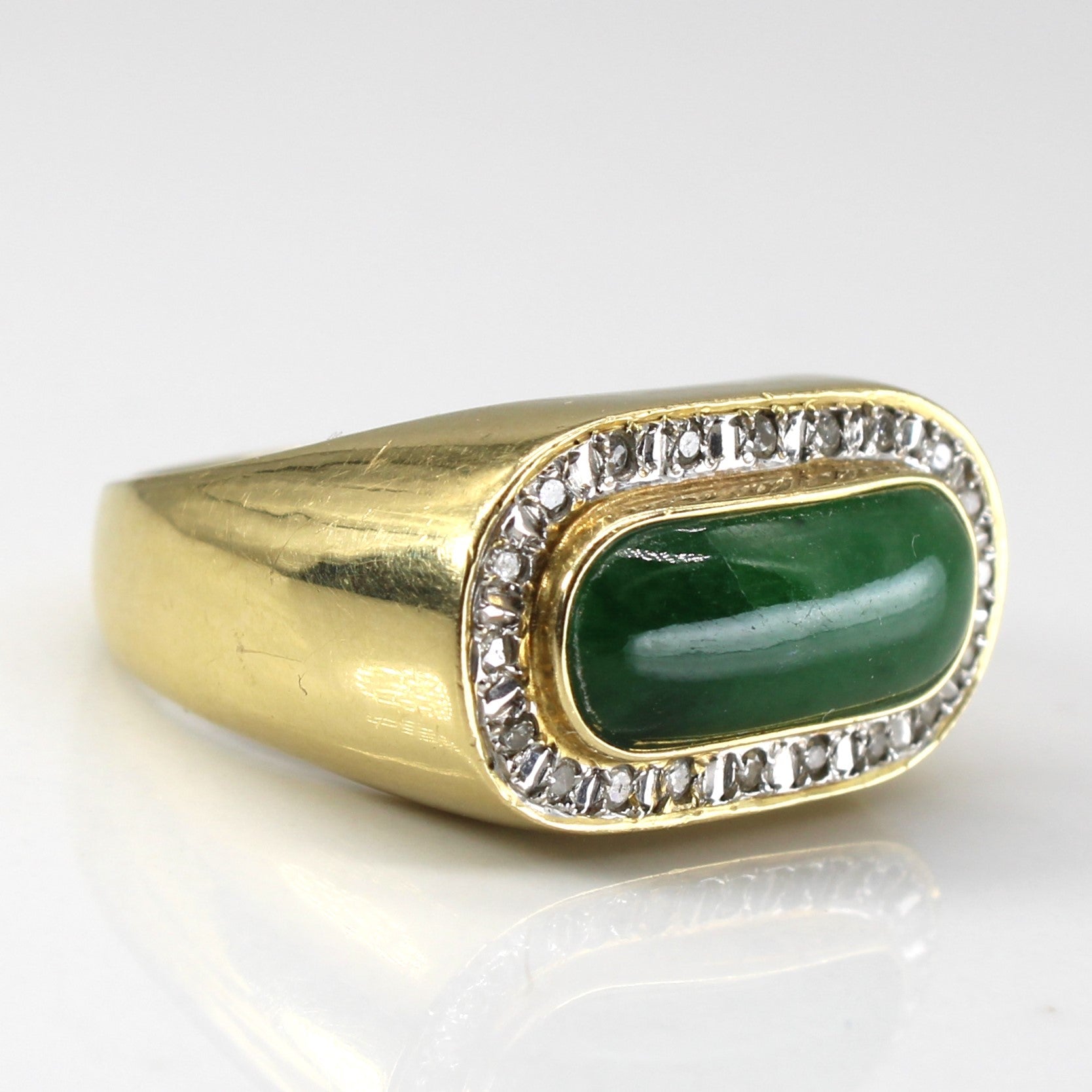 Jade & Diamond Cocktail Ring | 1.30ct | 0.03ctw | SZ 7.5 |